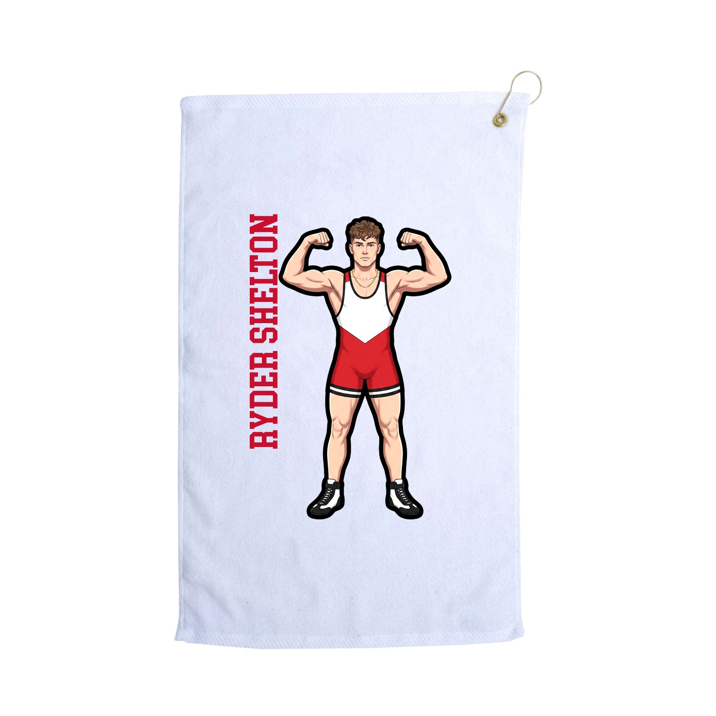 Golf Towel — Name Vertical in White