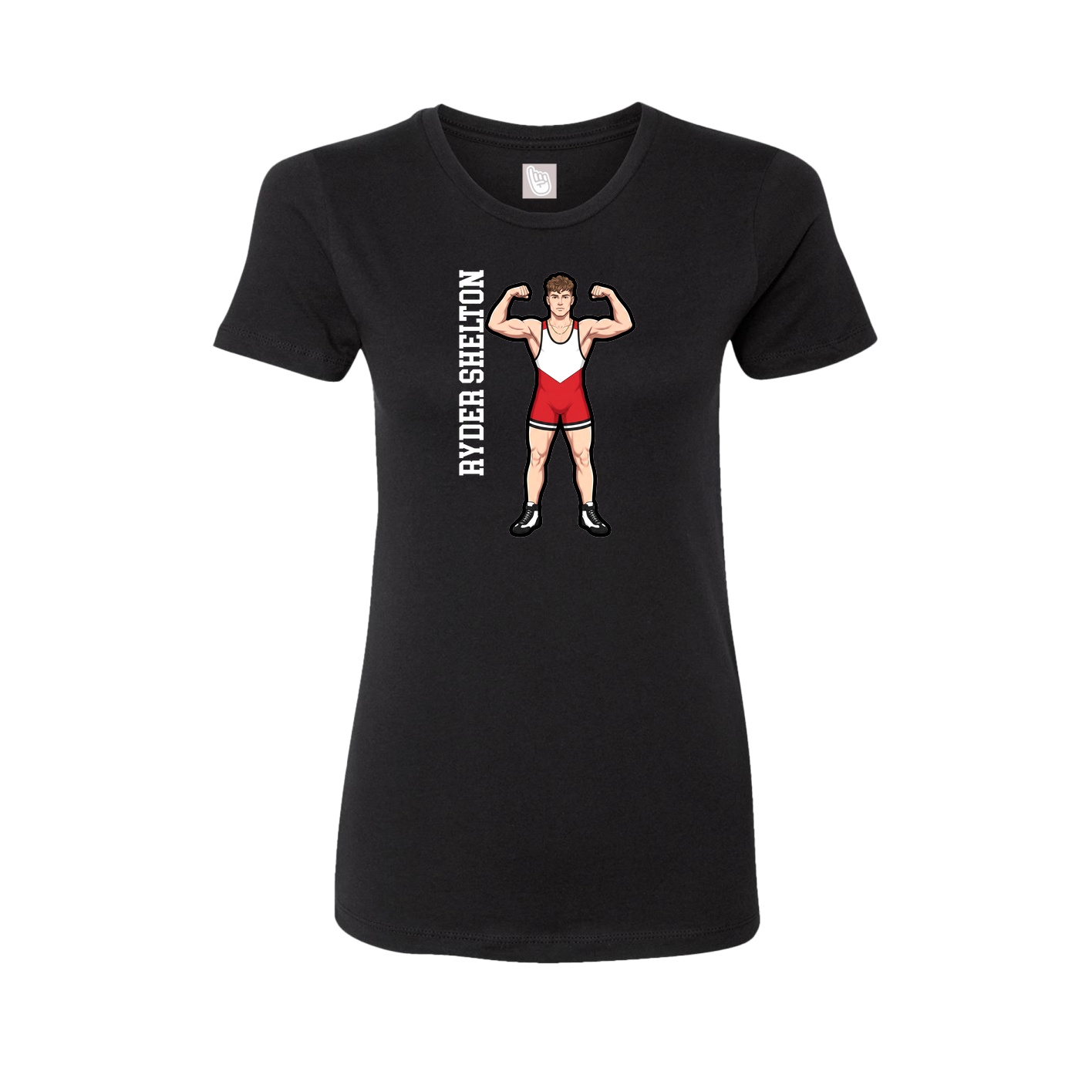 Fitted Women's Tee — Name Vertical in Black