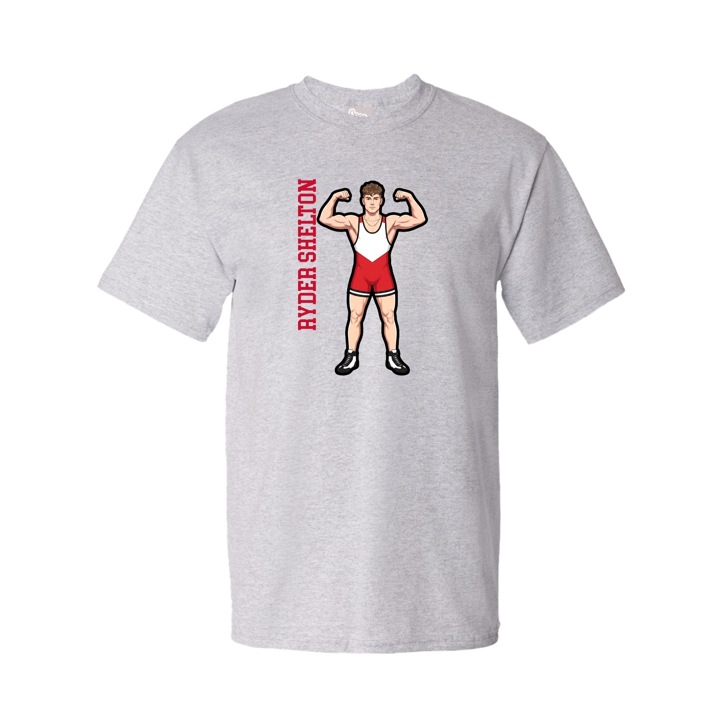 Youth Tee — Name Vertical in Grey