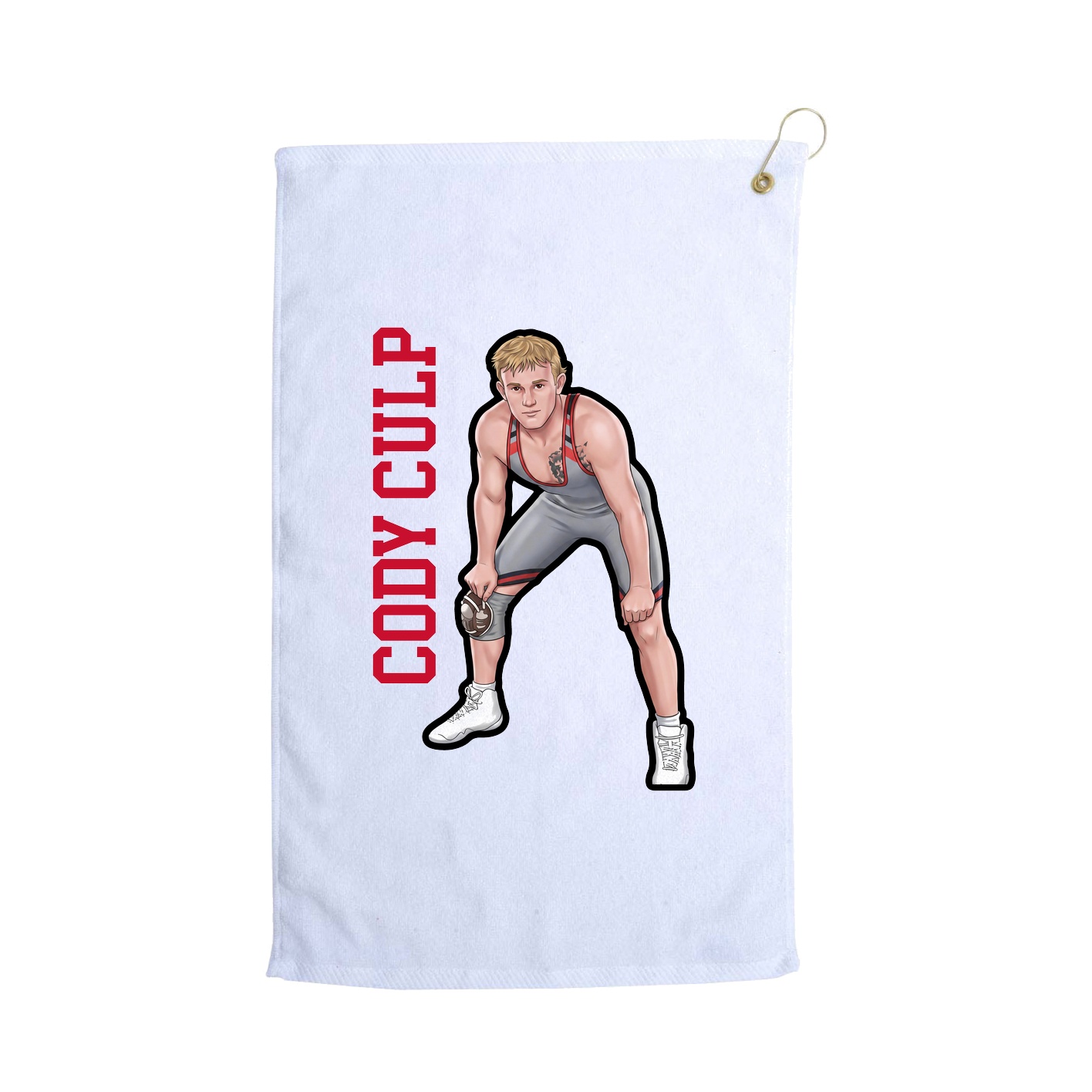 Golf Towel — Name Vertical in White