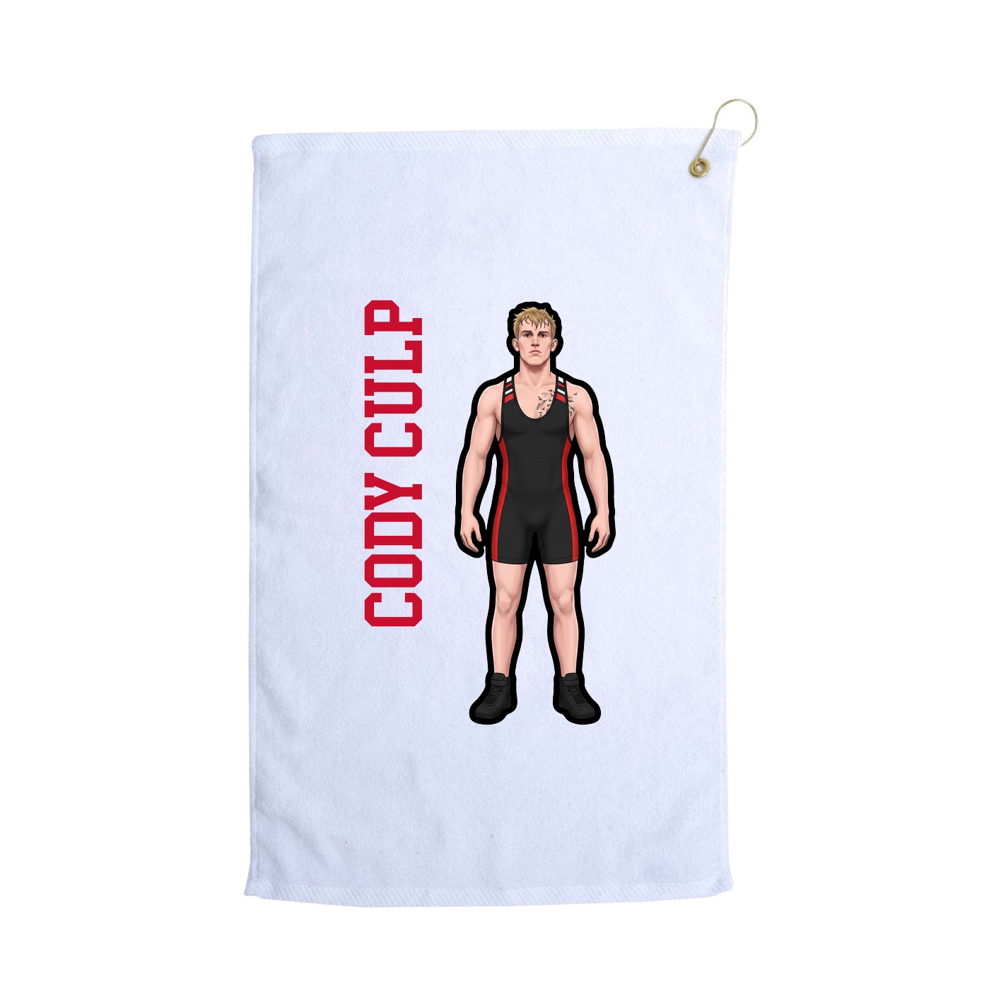 Golf Towel — Name Vertical in White