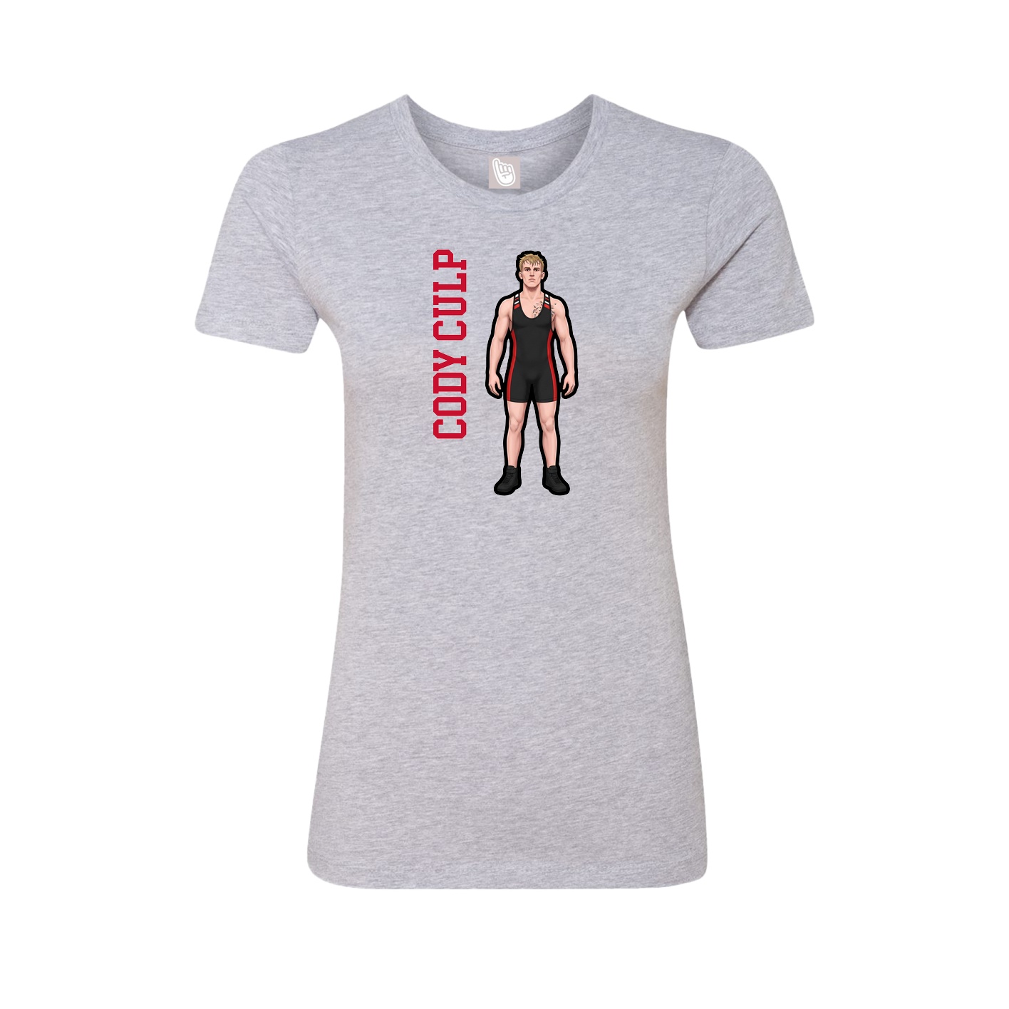Fitted Women's Tee — Name Vertical in Grey