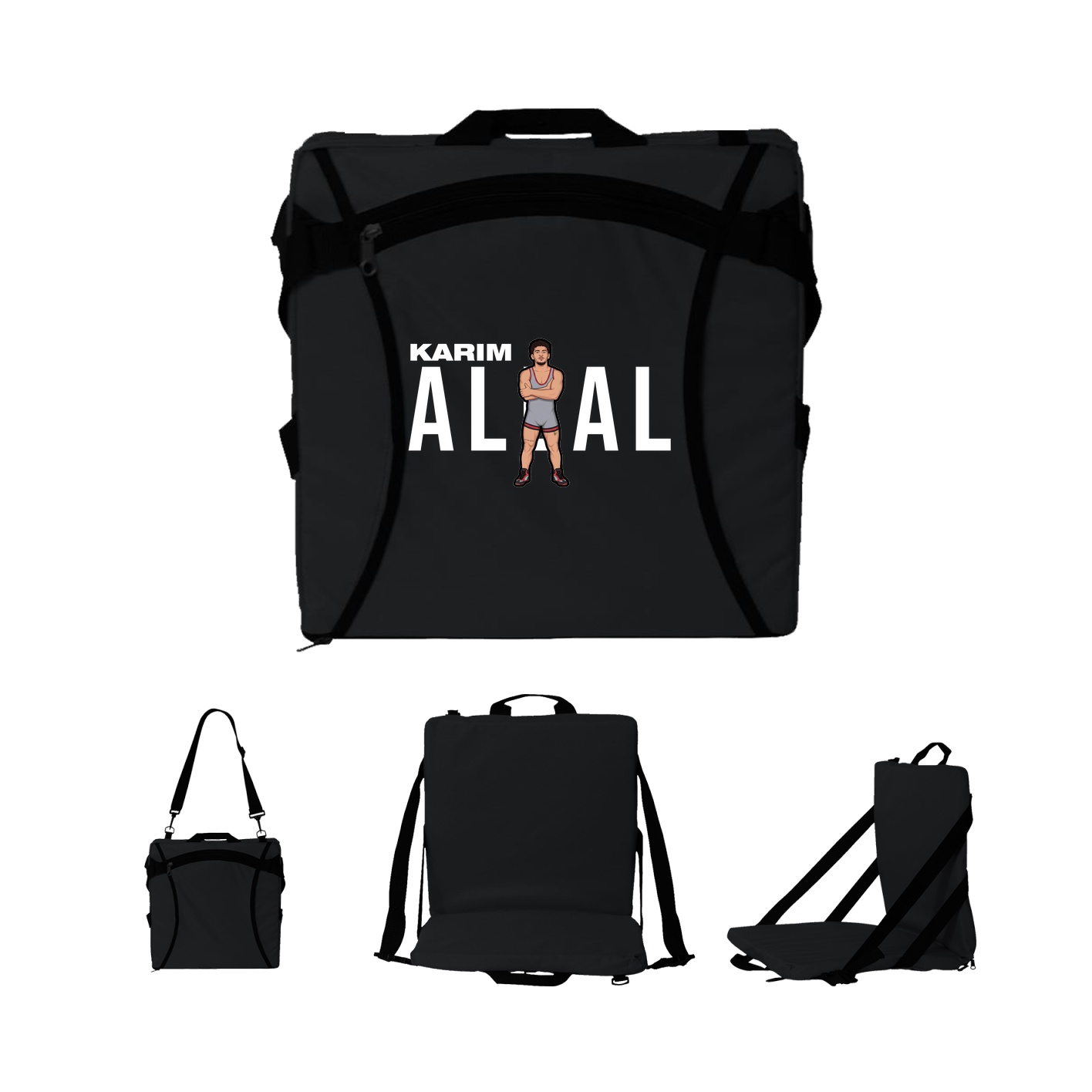 Folding Stadium Seat — Player Name in Black