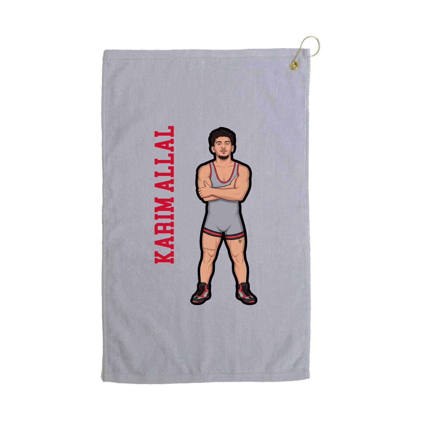 Golf Towel — Name Vertical in Grey