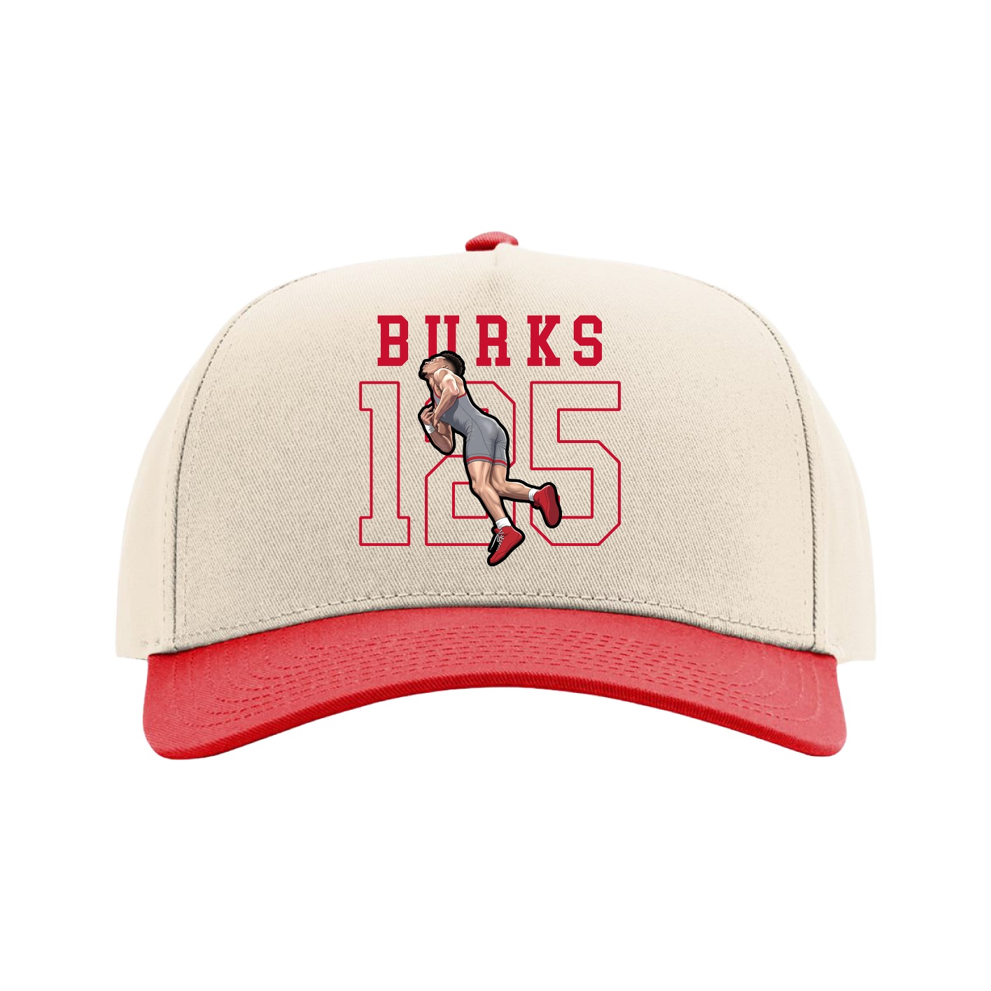 Full Fabric Five-Panel Champ Cap — Shirsey in Cream/Red