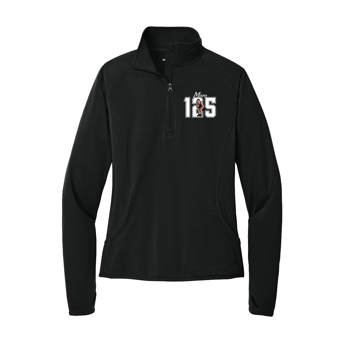 Women's Q-Zip Pullover — Mothers Day Shirsey in Black