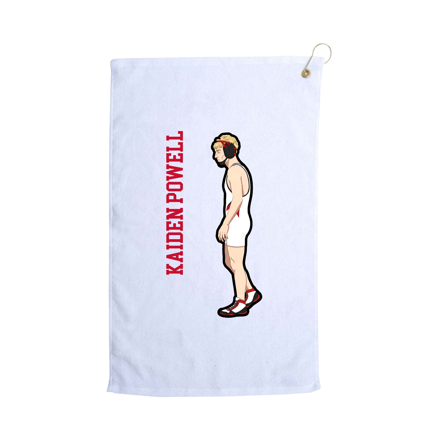 Golf Towel — Name Vertical in White