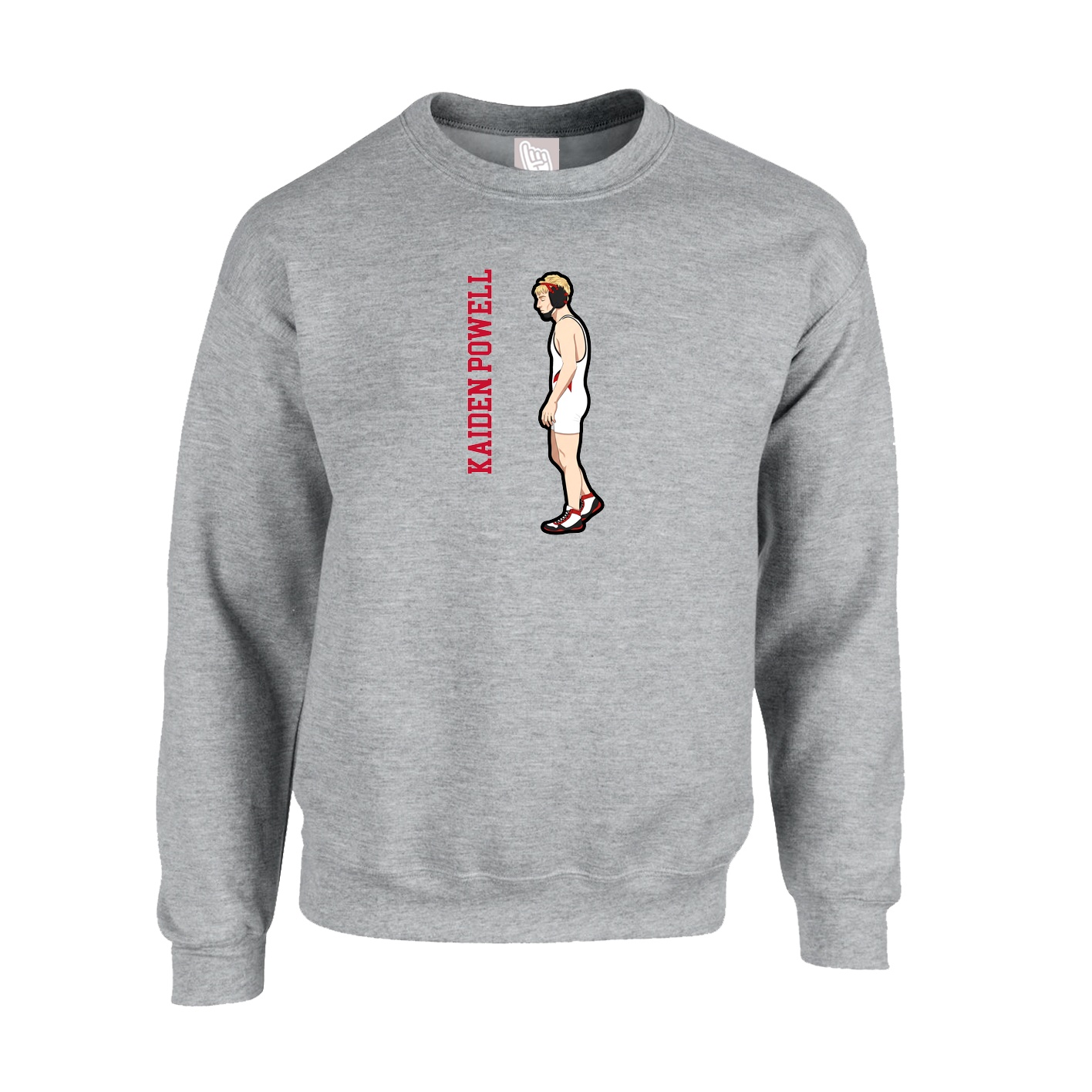 Fleece Crew — Name Vertical in Grey
