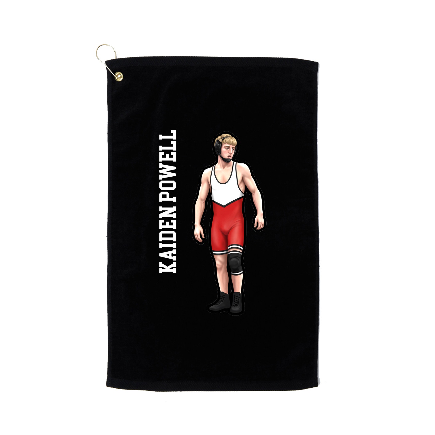 Golf Towel — Name Vertical in Black