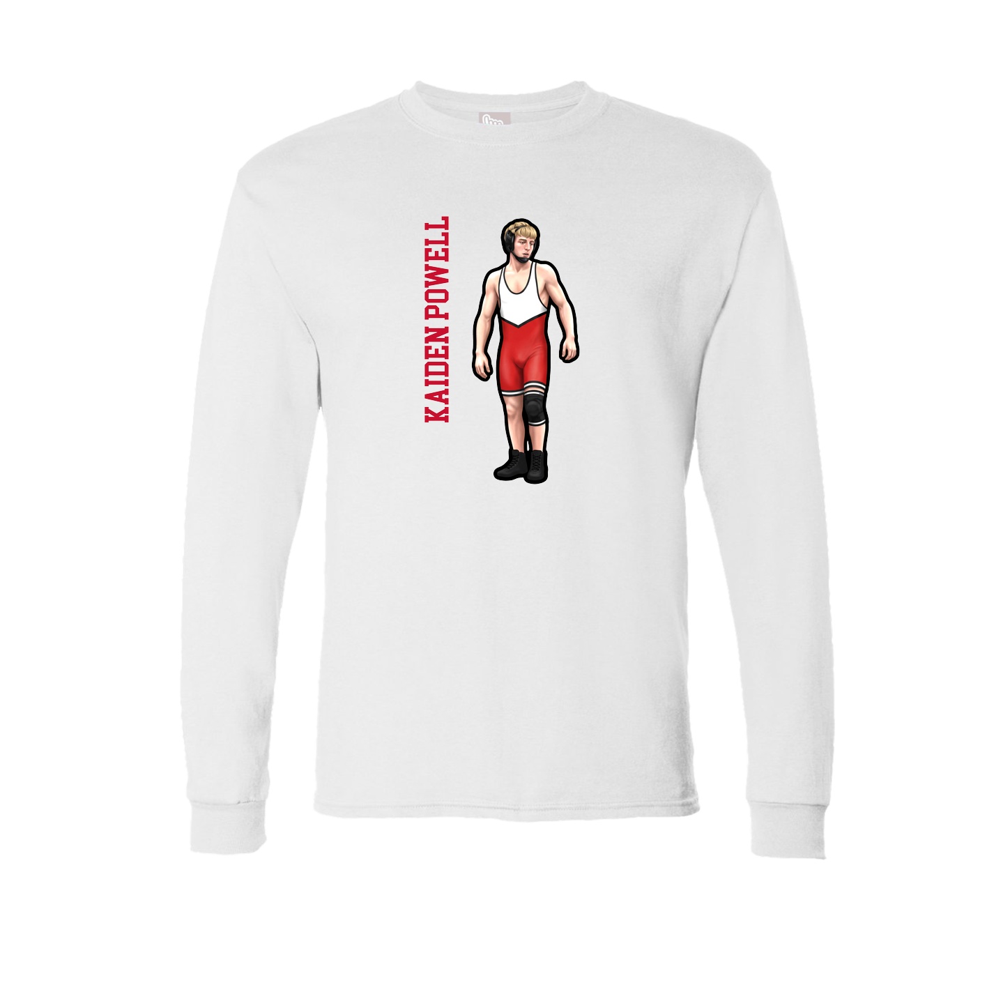 Long Sleeve Tee — Name Vertical in White