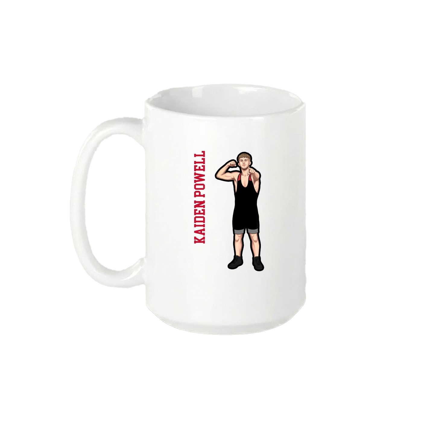 15oz Coffee Mug — Name Vertical in White