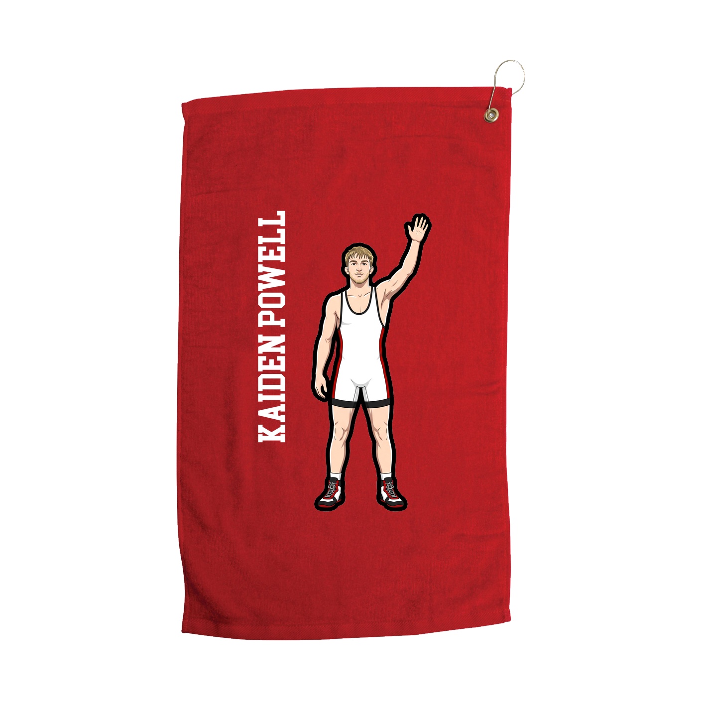 Golf Towel — Name Vertical in Red