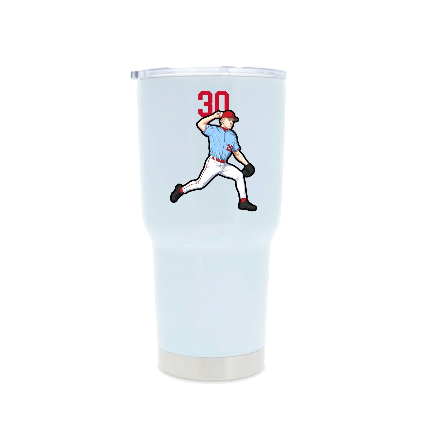30oz Stainless Steel Tumbler — Number Top in White