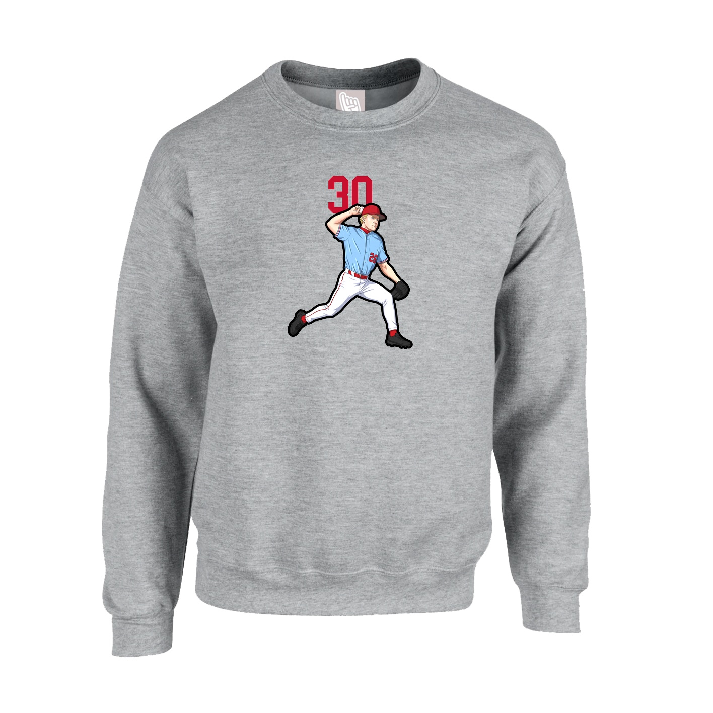 Fleece Crew — Number Top in Grey