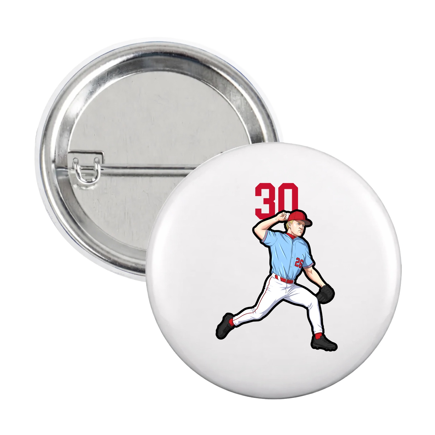 Game Day Button — Number Top in White