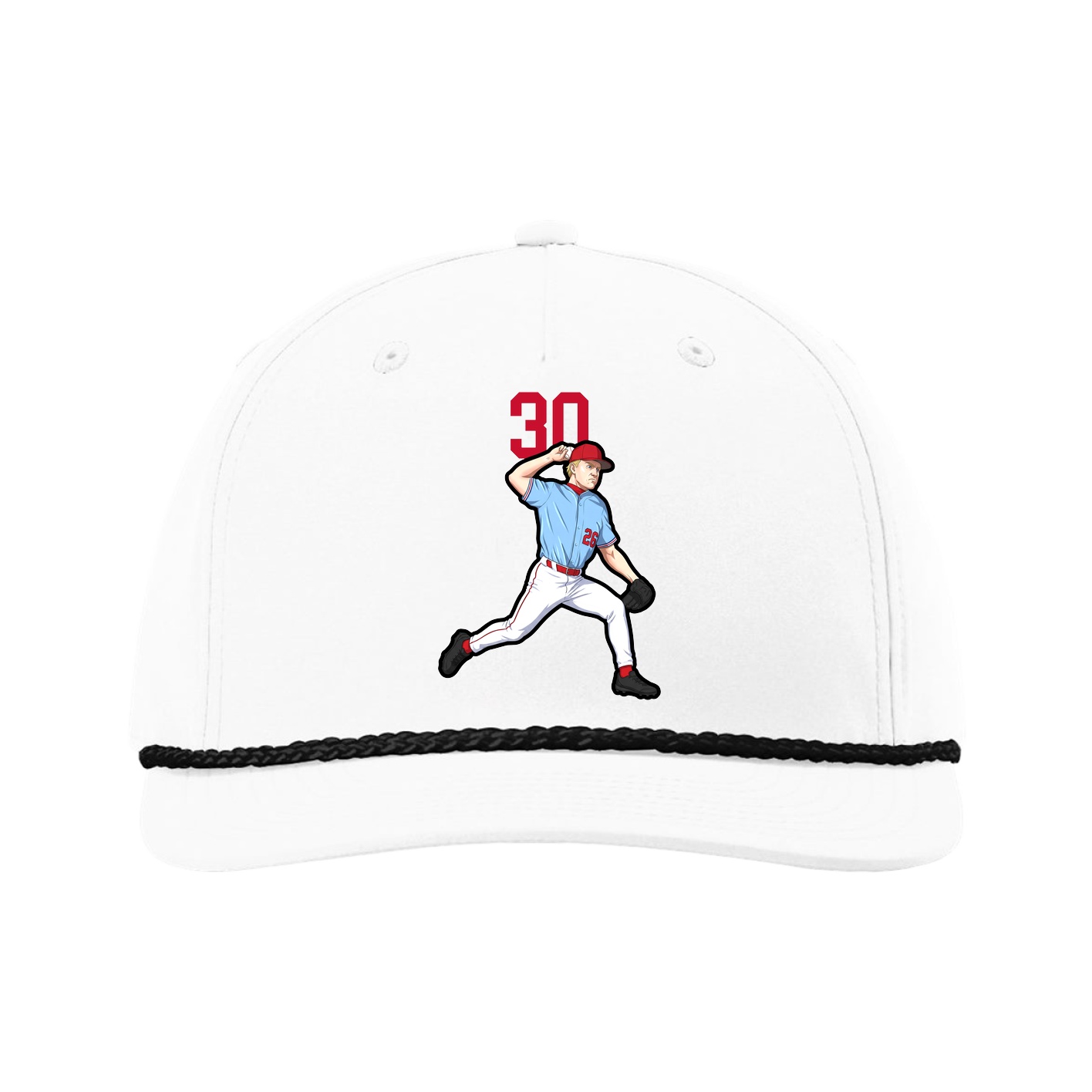 Five-Panel Classic Rope Cap — Number Top in White