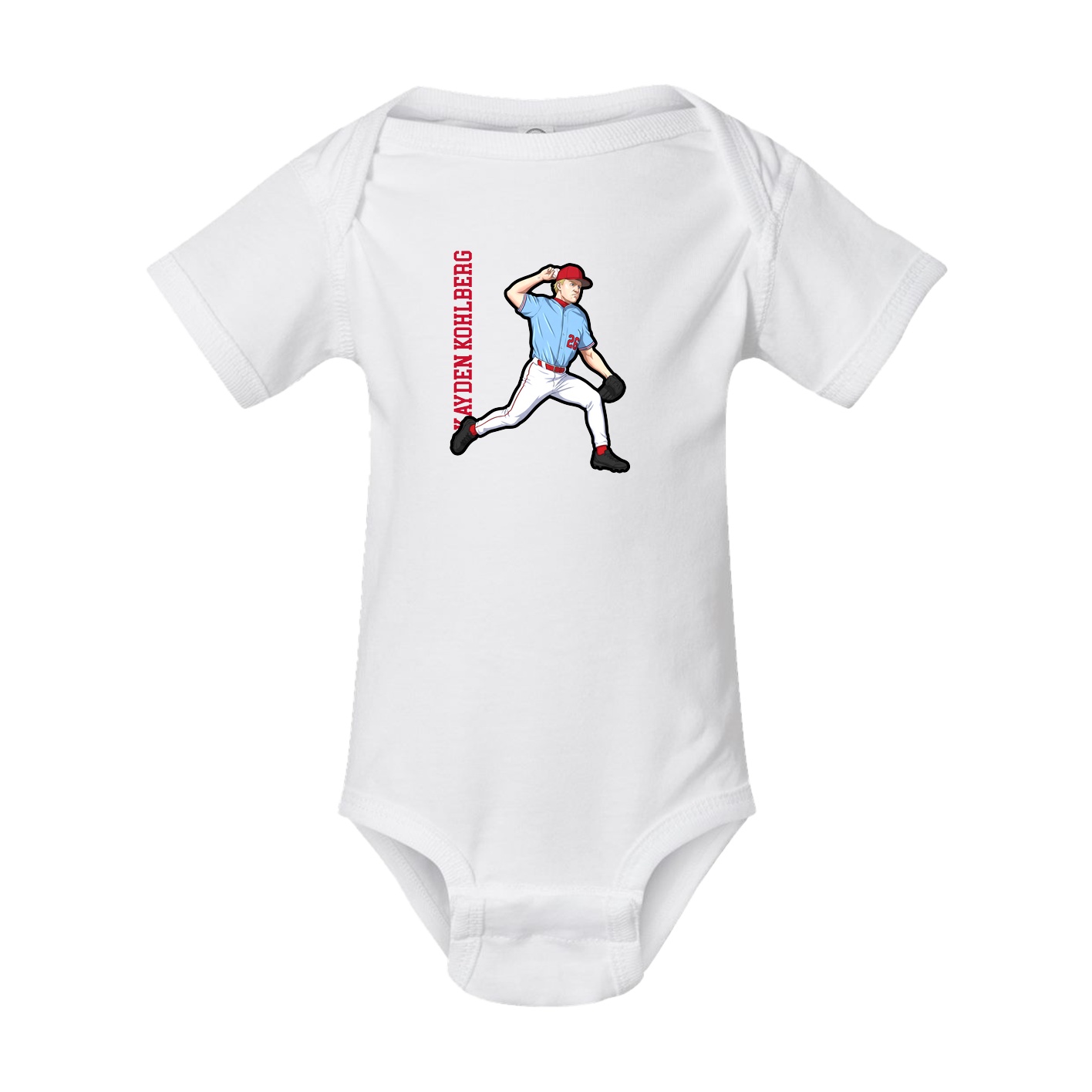 Baby Onesie — Name Vertical in White