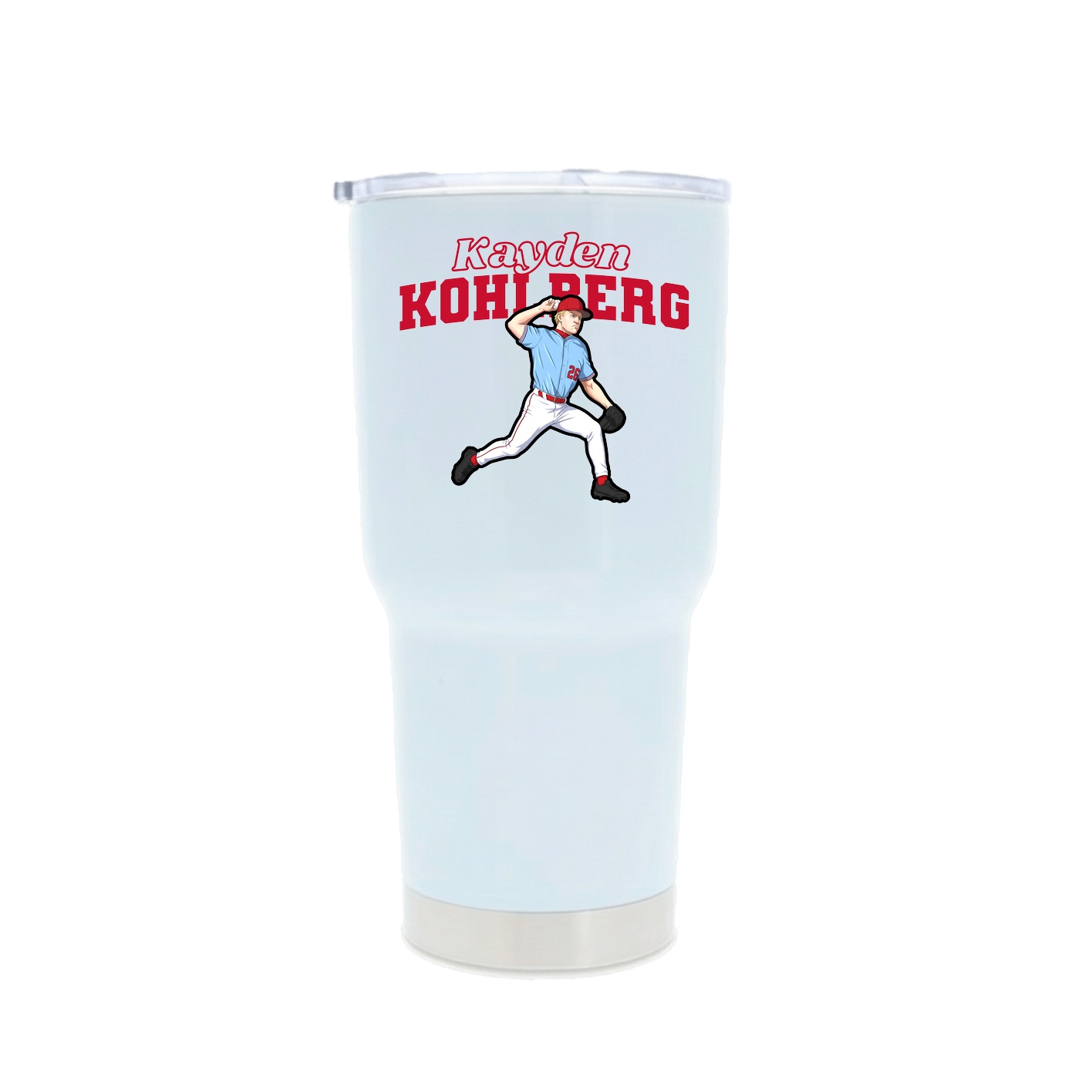 30oz Stainless Steel Tumbler — Name Arch in White