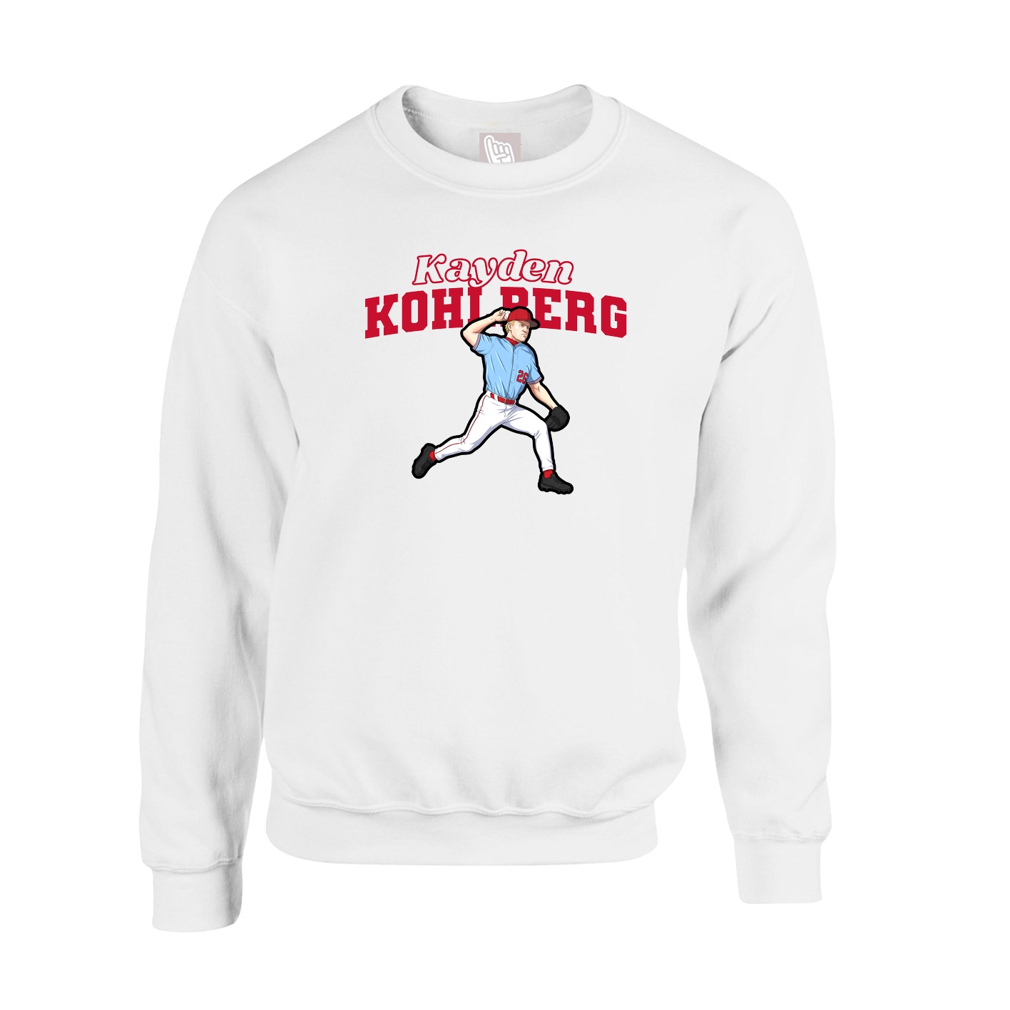 Fleece Crew — Name Arch in White