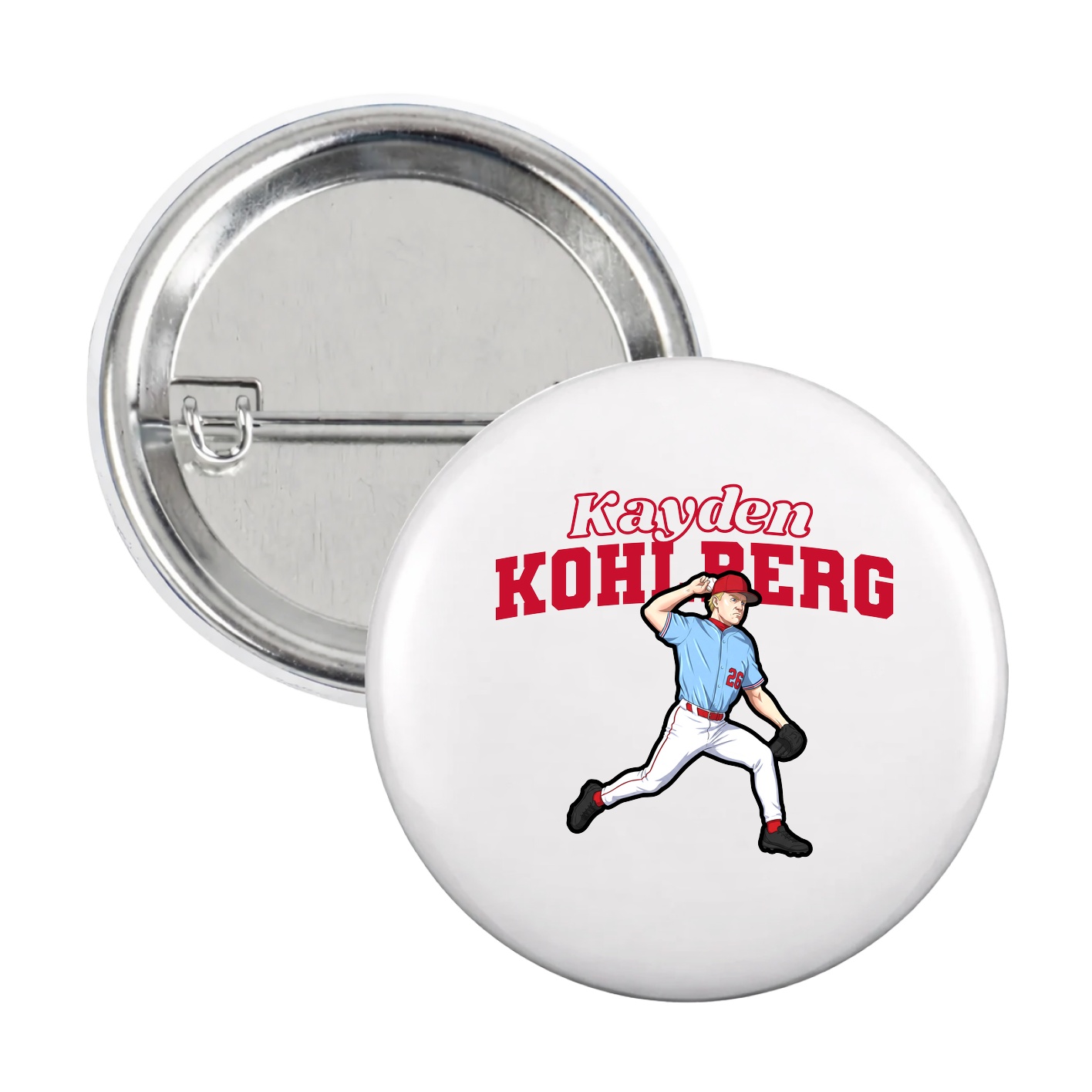 Game Day Button — Name Arch in White