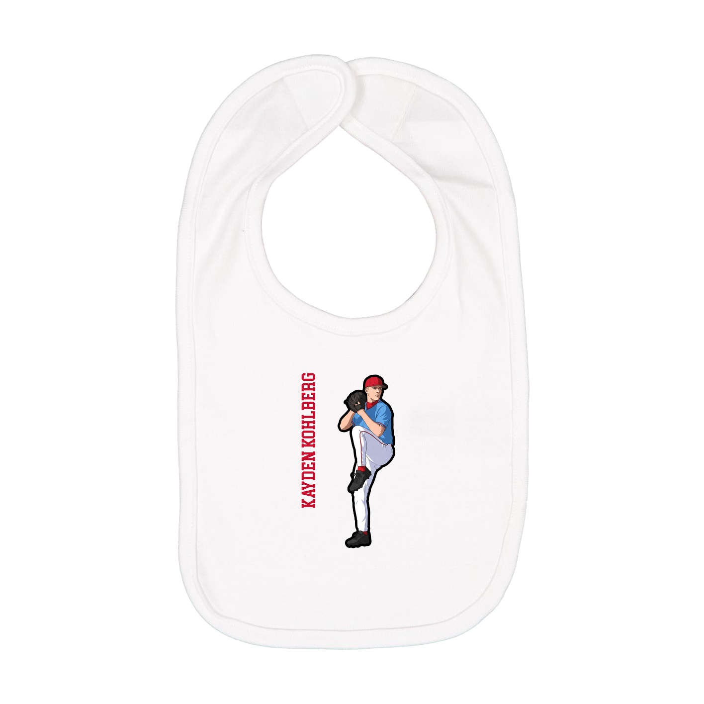 Infant Bib — Name Vertical in White