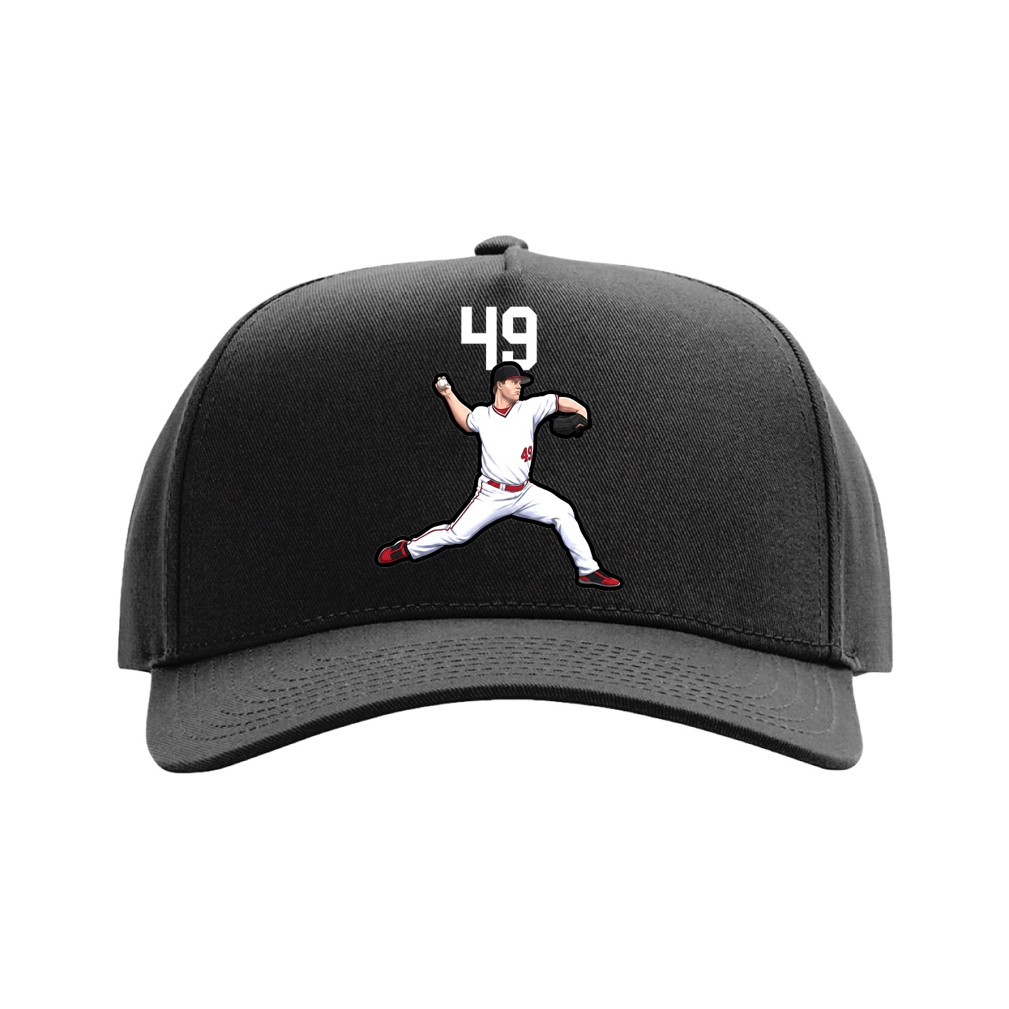 Full Fabric Five-Panel Champ Cap — Number Top in Black