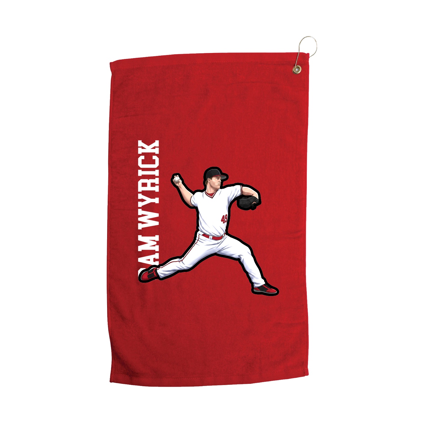 Golf Towel — Name Vertical in Red
