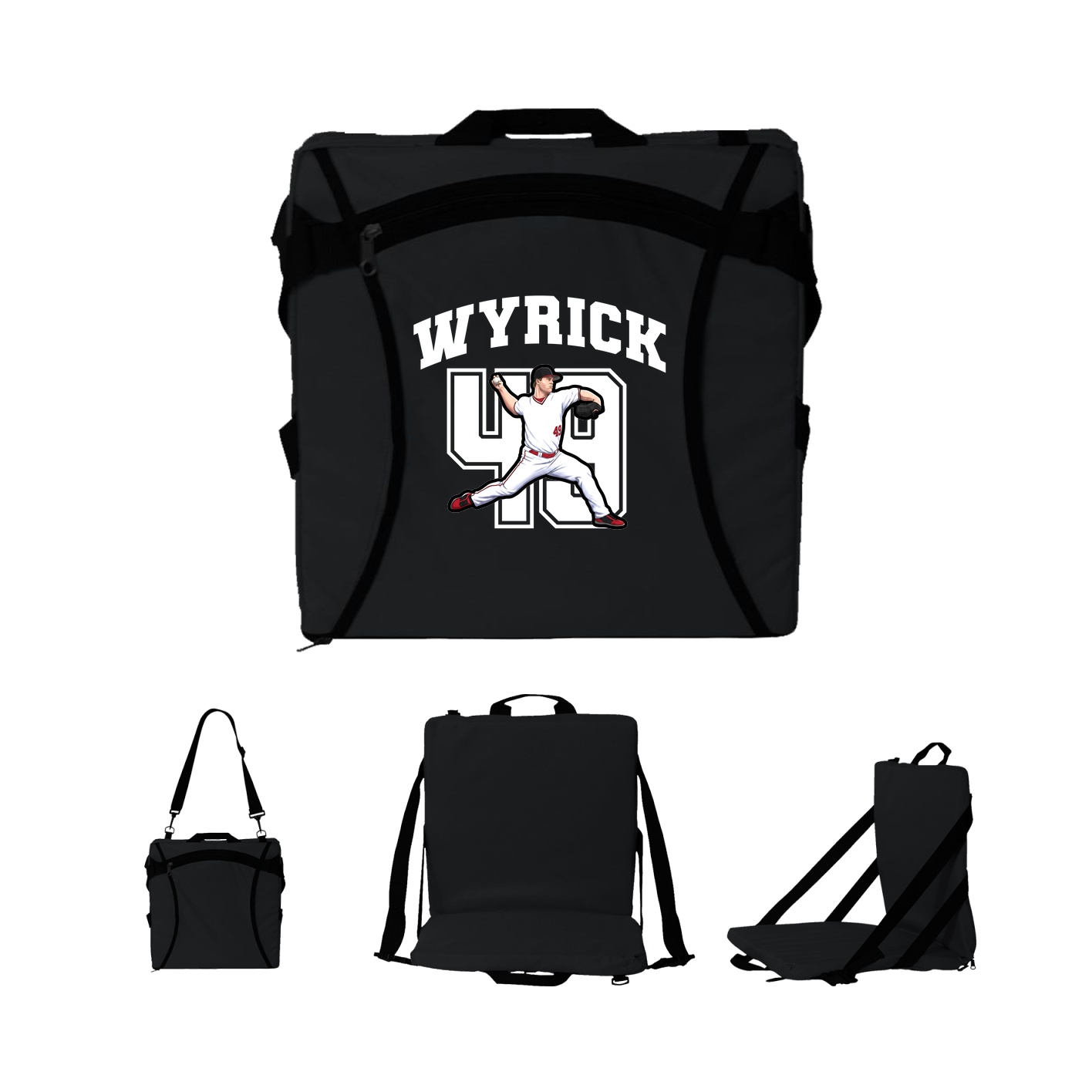 Folding Stadium Seat — Number in Black