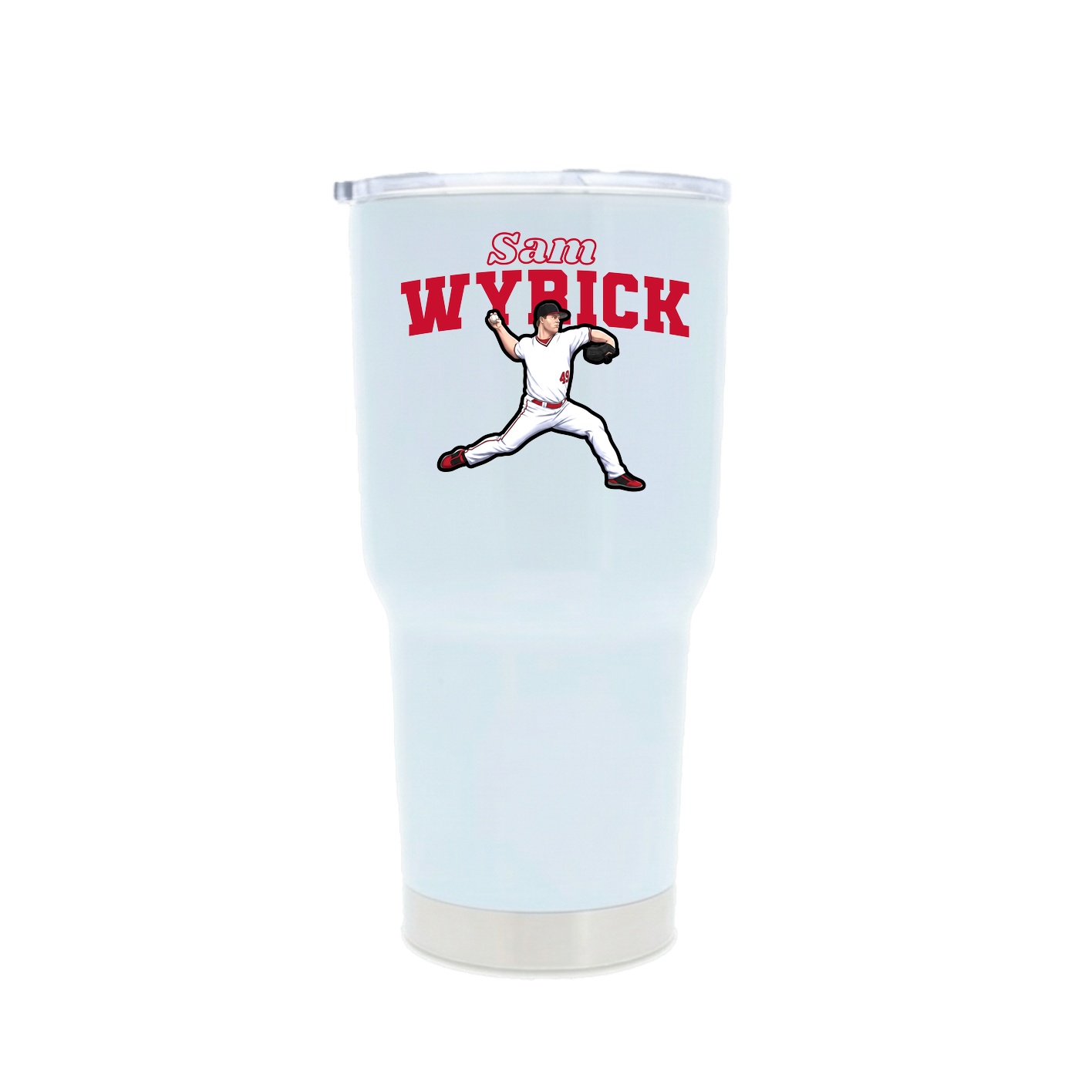 30oz Stainless Steel Tumbler — Name Arch in White