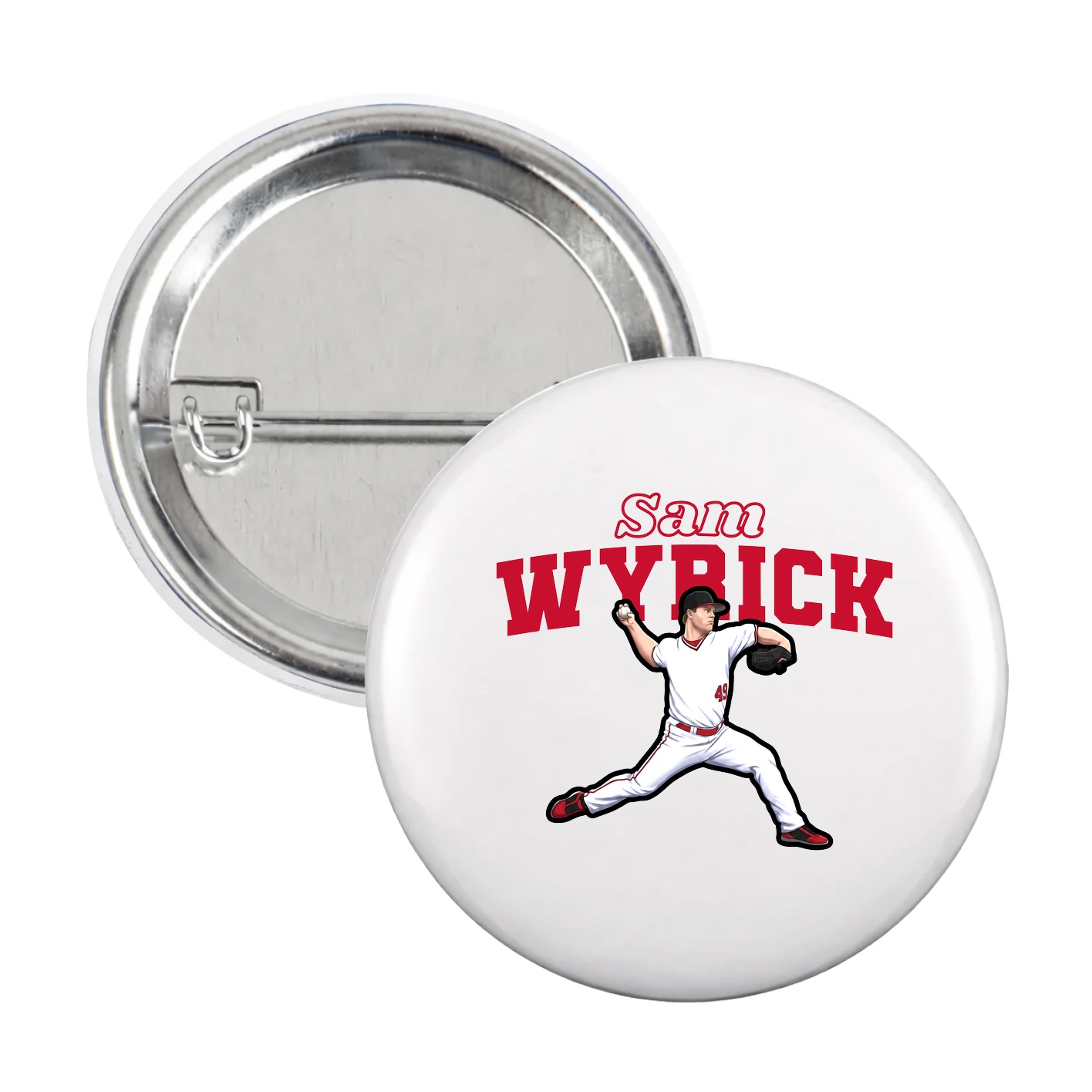 Game Day Button — Name Arch in White