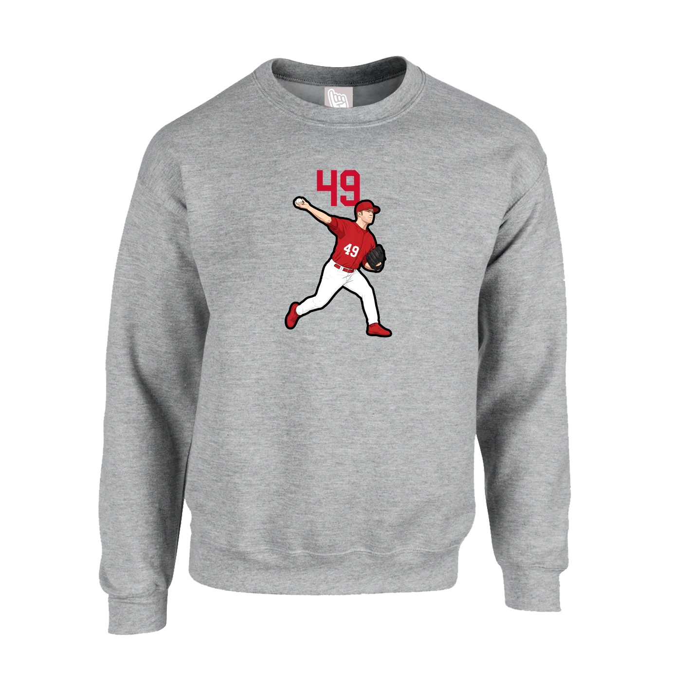 Fleece Crew — Number Top in Grey