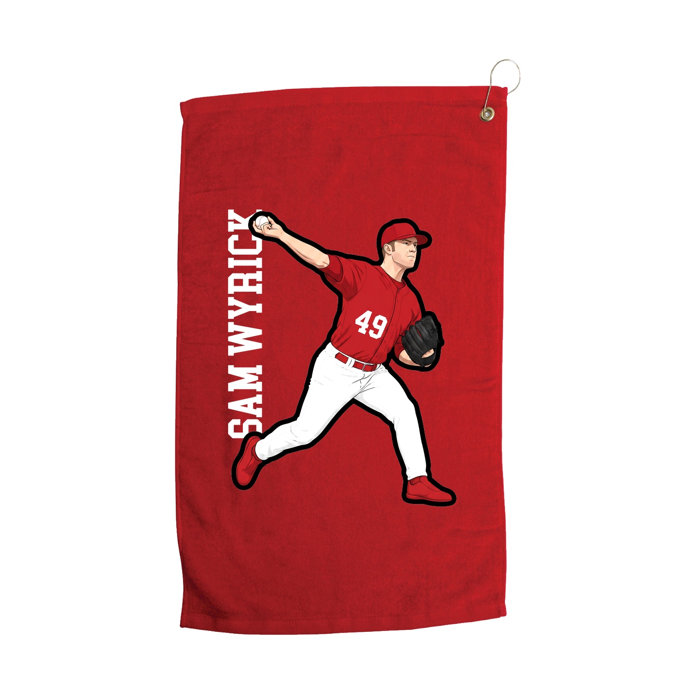 Golf Towel — Name Vertical in Red