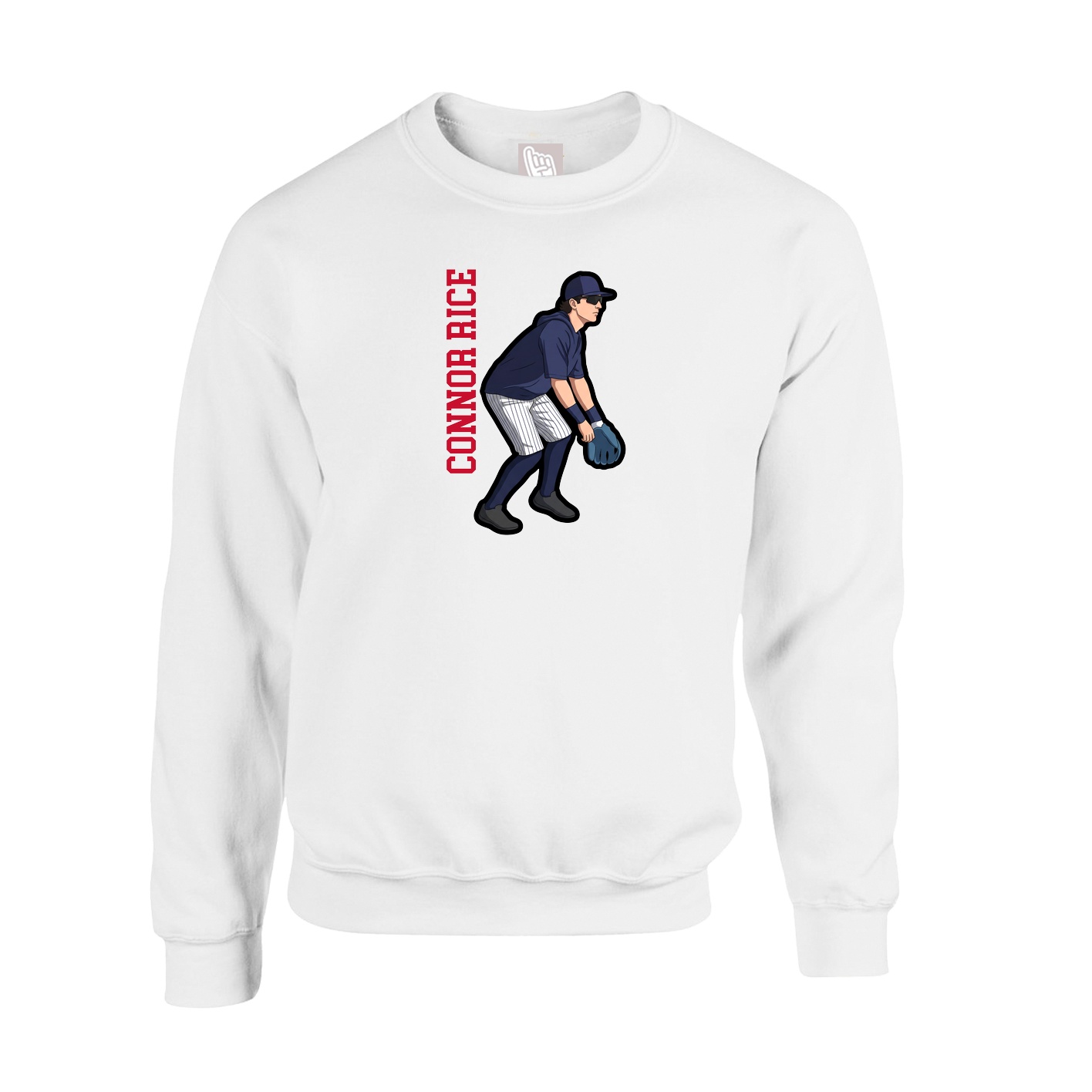 Fleece Crew — Name Vertical in White
