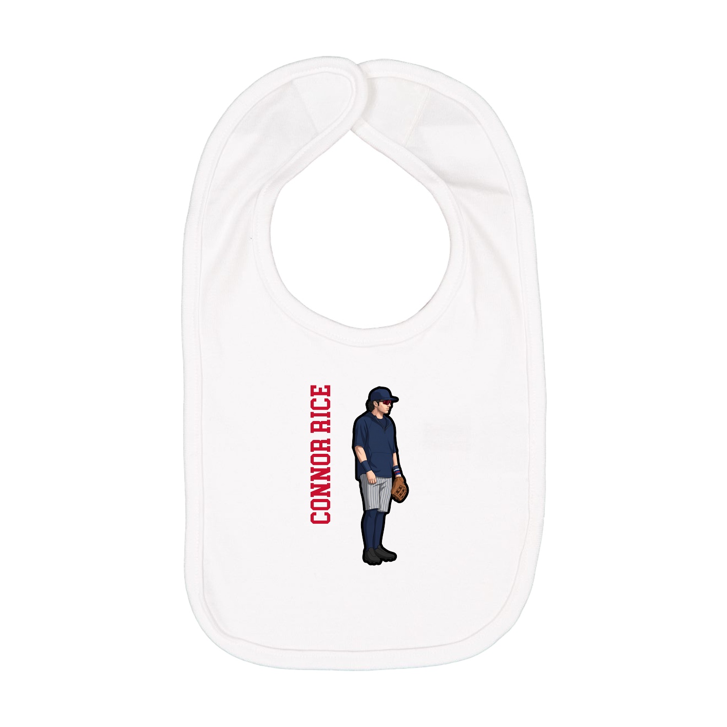 Infant Bib — Name Vertical in White