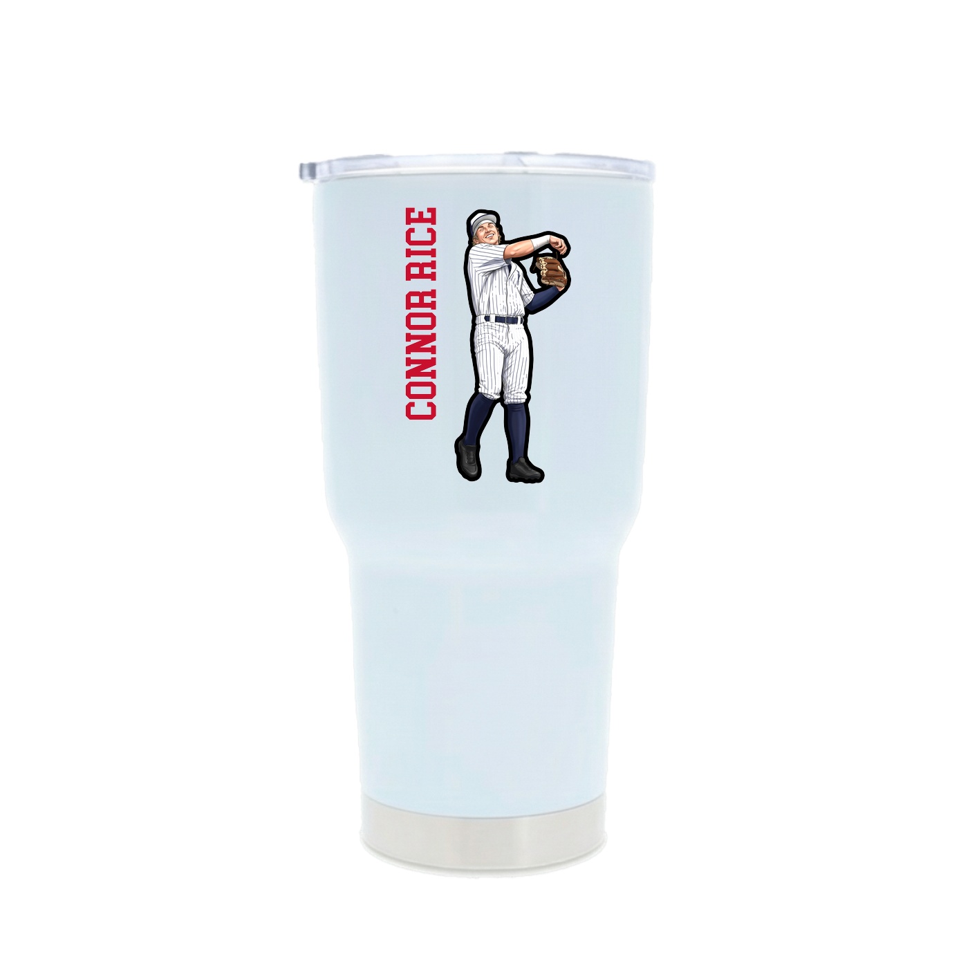 30oz Stainless Steel Tumbler — Name Vertical in White