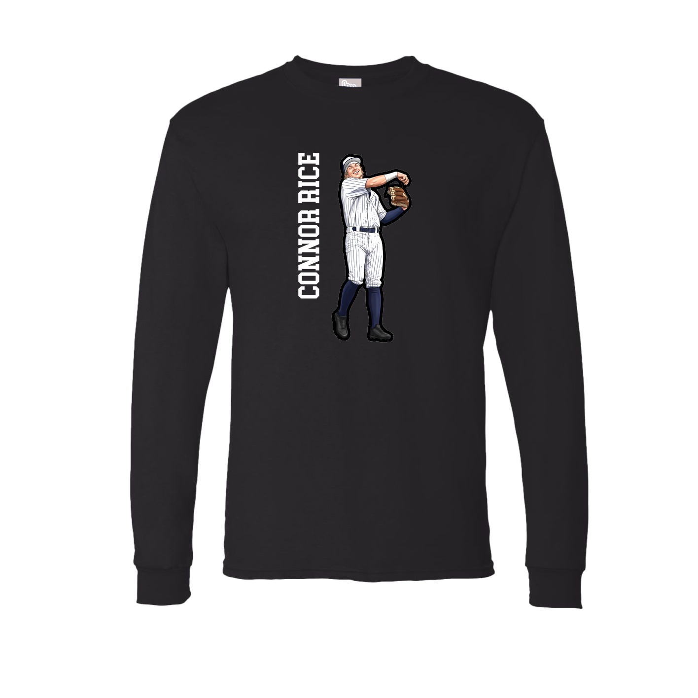 Long Sleeve Tee — Name Vertical in Black