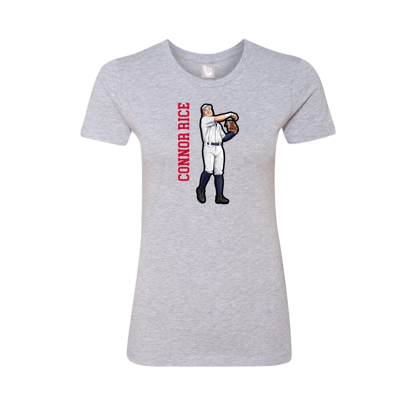 Fitted Women's Tee — Name Vertical in Grey