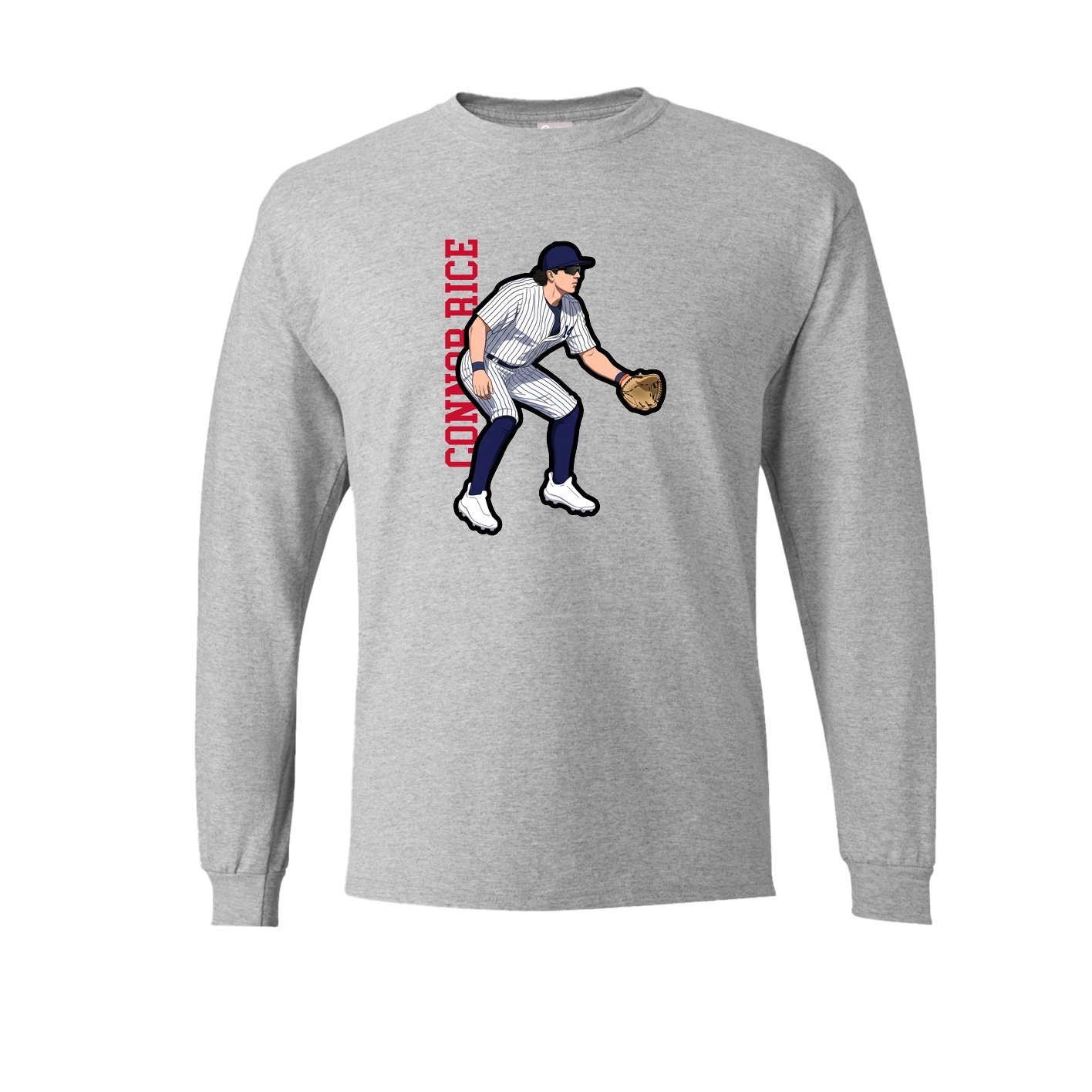 Long Sleeve Tee — Name Vertical in Grey