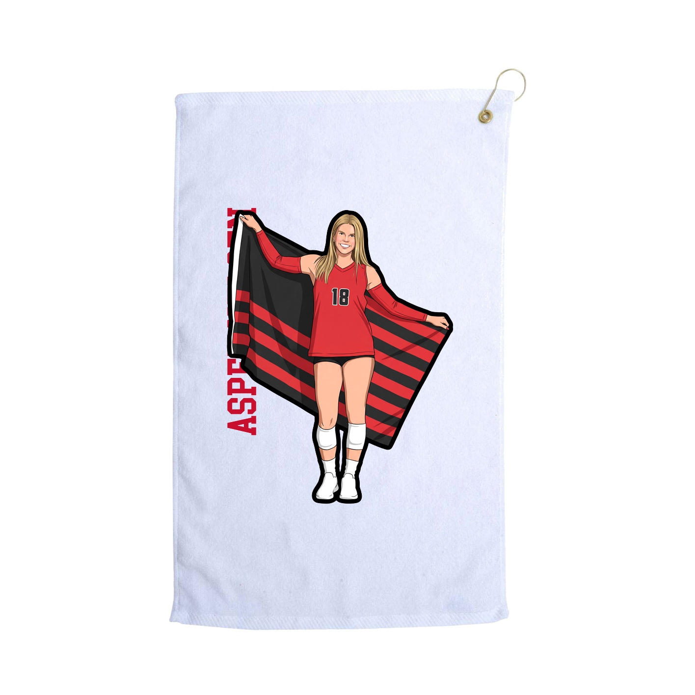 Golf Towel — Name Vertical in White