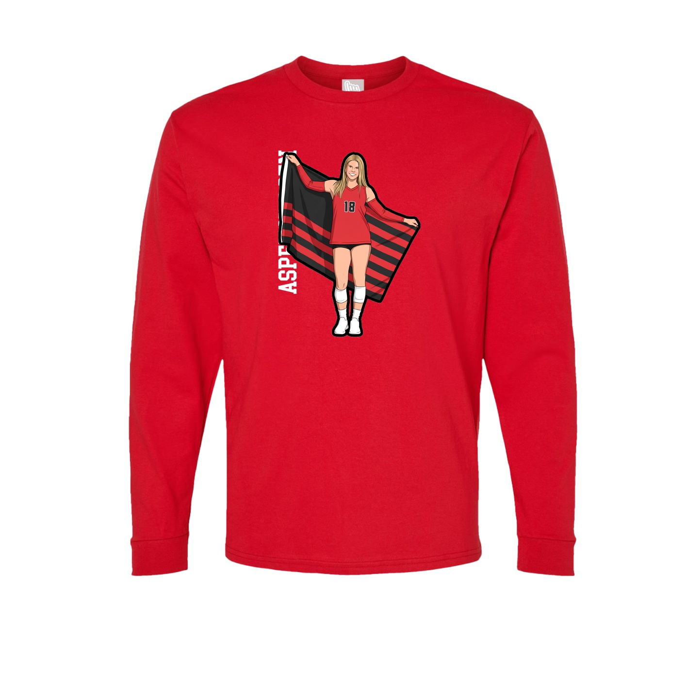 Long Sleeve Tee — Name Vertical in Red
