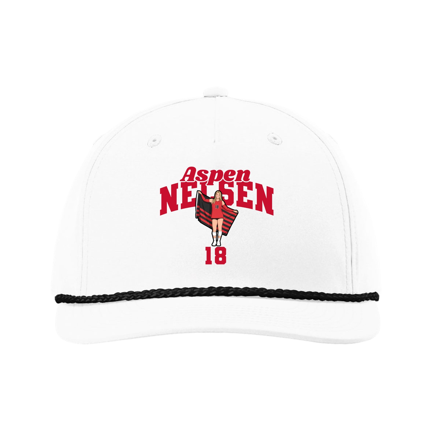Five-Panel Classic Rope Cap — Signature Arch in White