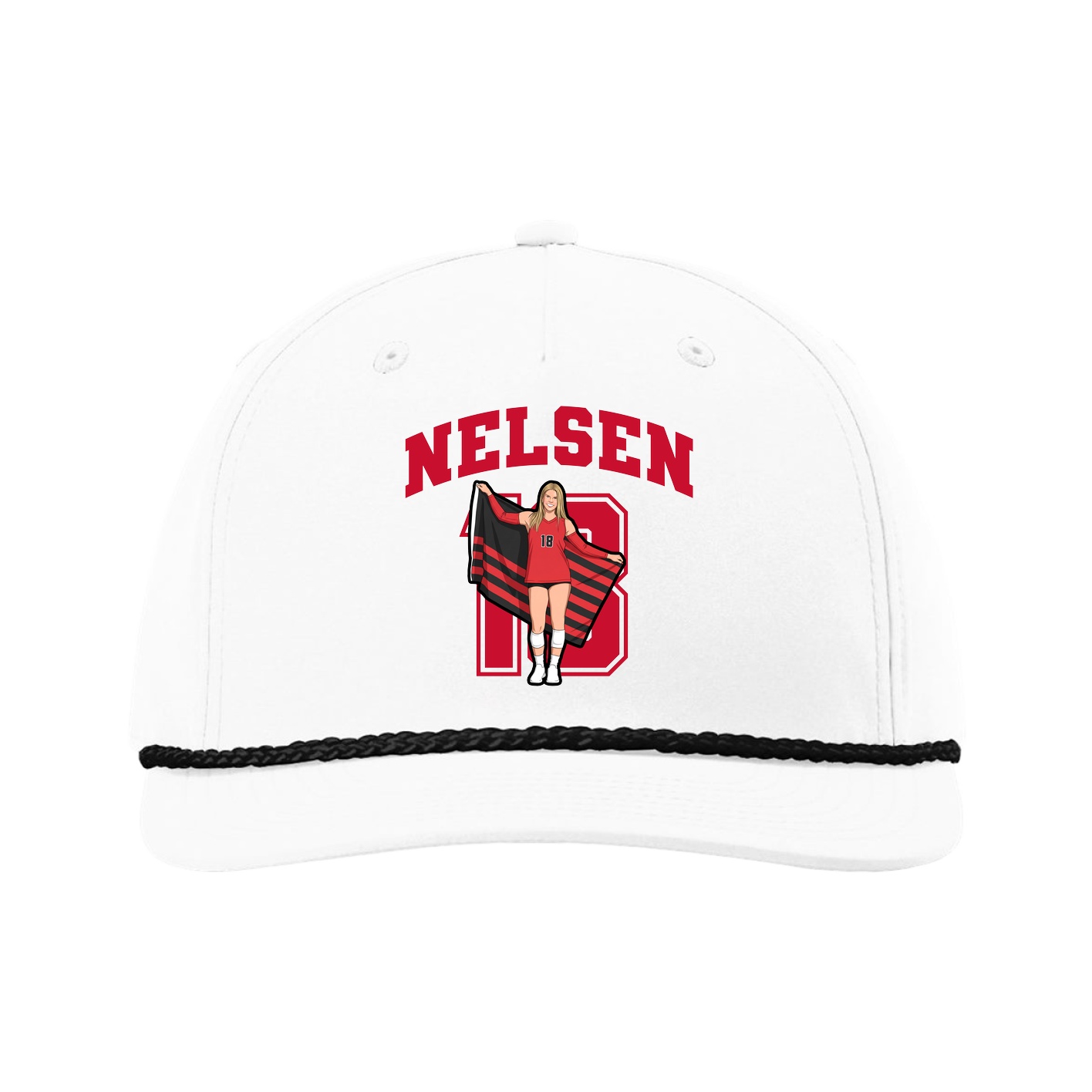 Five-Panel Classic Rope Cap — Number in White