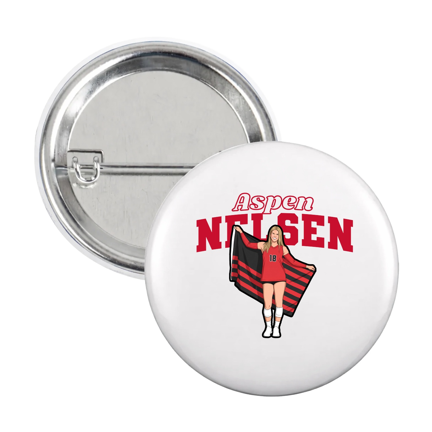 Game Day Button — Name Arch in White