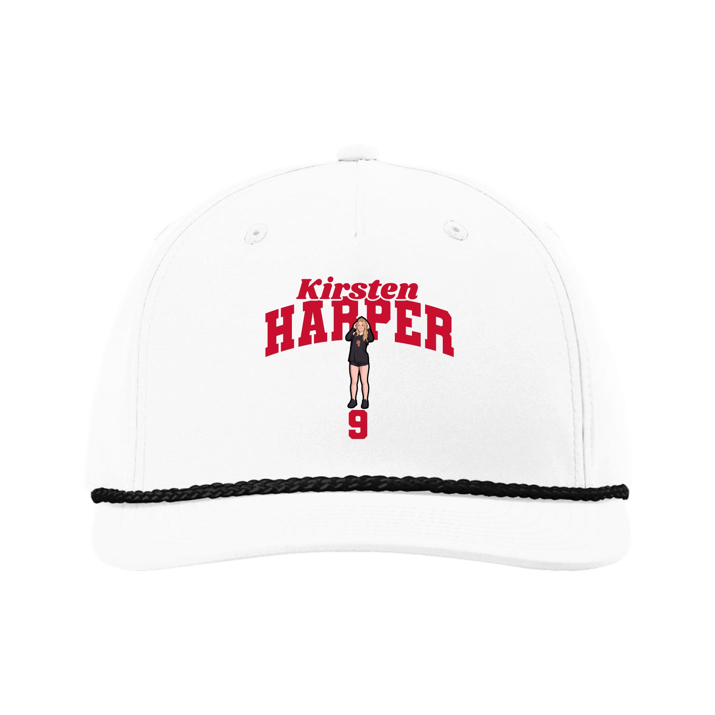 Five-Panel Classic Rope Cap — Signature Arch in White