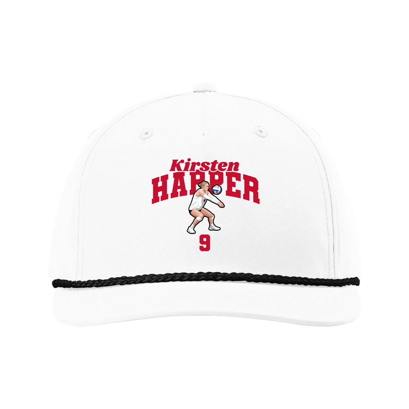 Five-Panel Classic Rope Cap — Signature Arch in White