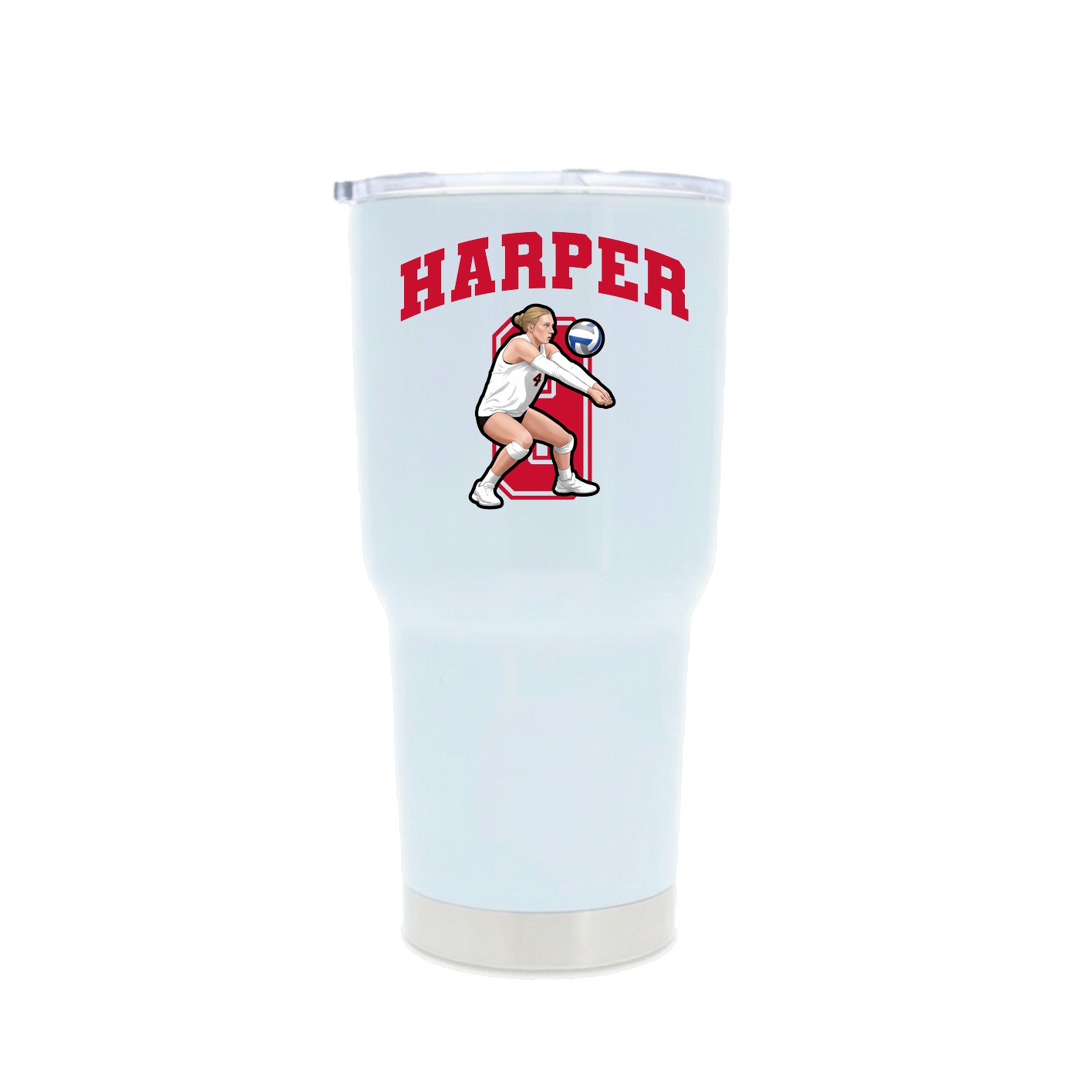 30oz Stainless Steel Tumbler — Number in White