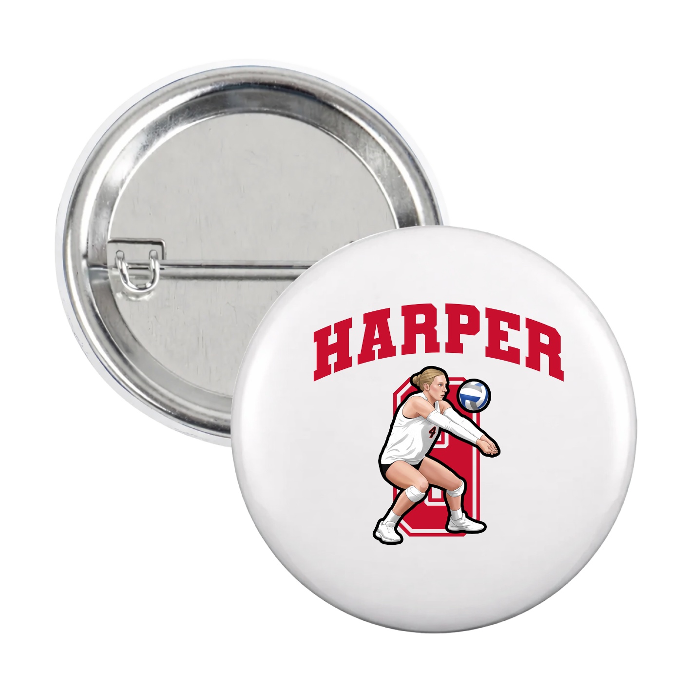 Game Day Button — Number in White