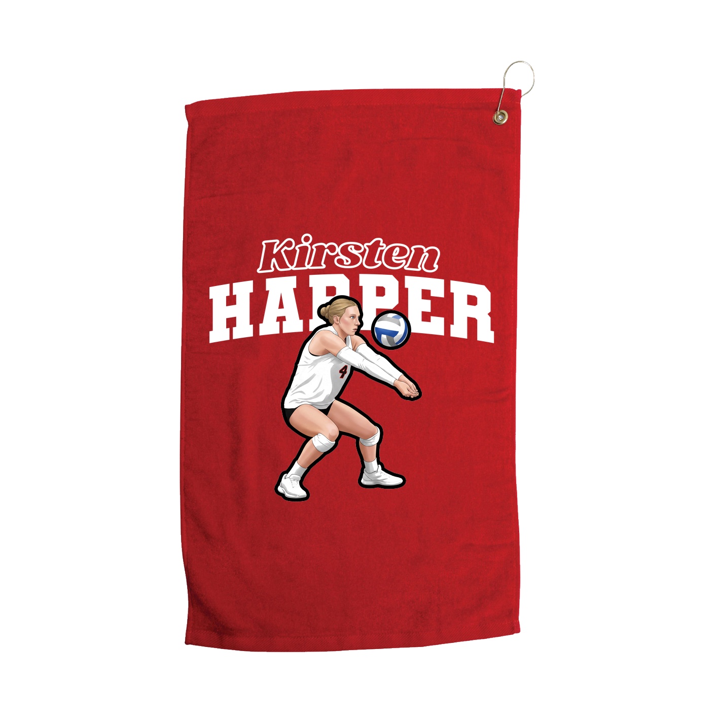Golf Towel — Name Arch in Red