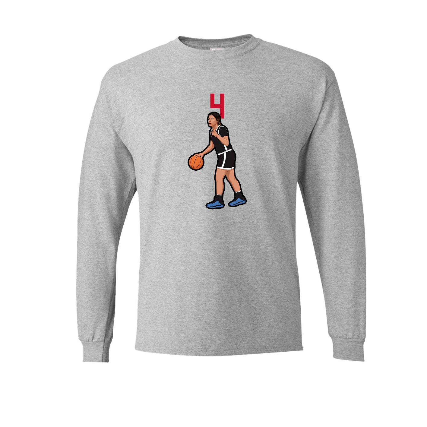 Long Sleeve Tee — Number Top in Grey