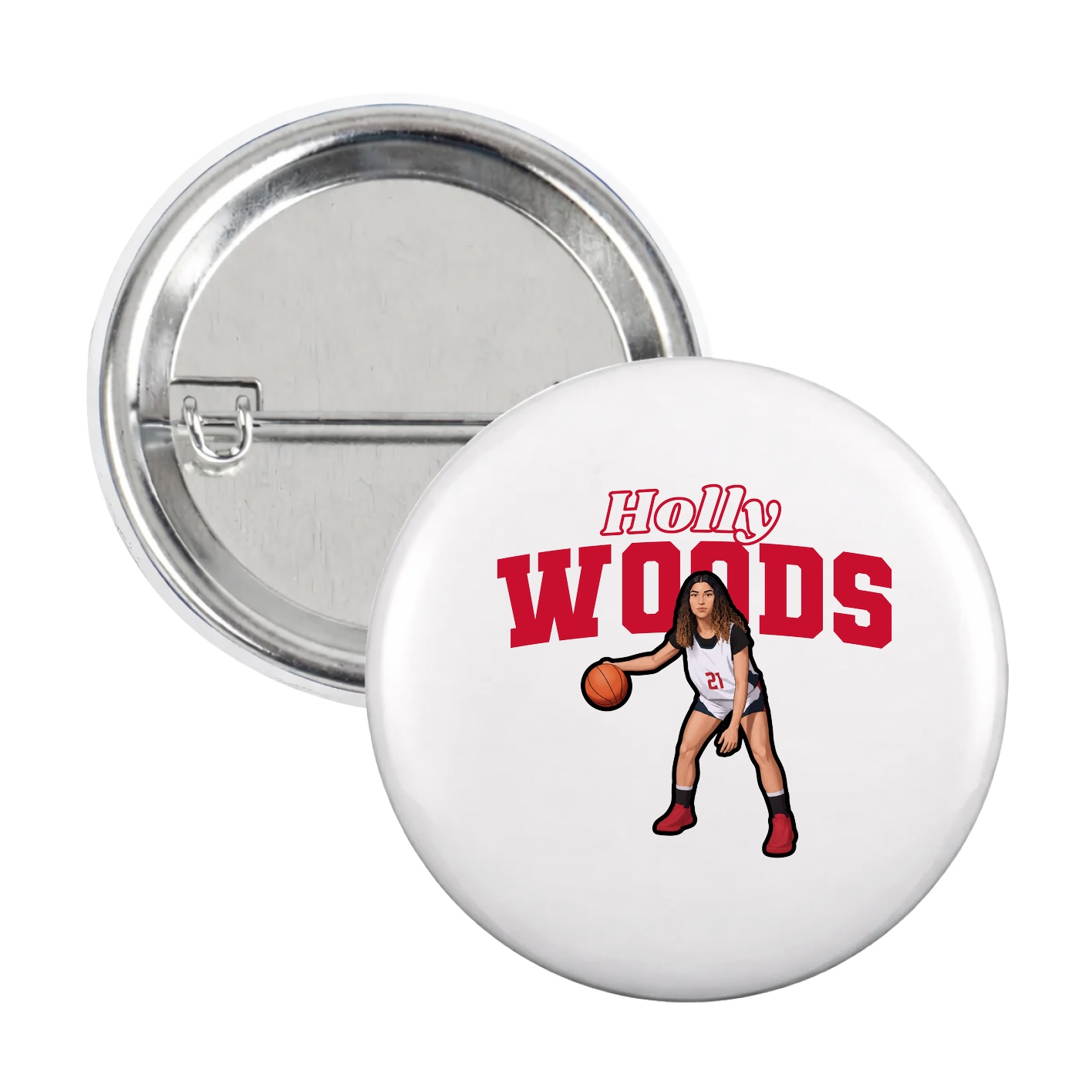 Game Day Button — Name Arch in White
